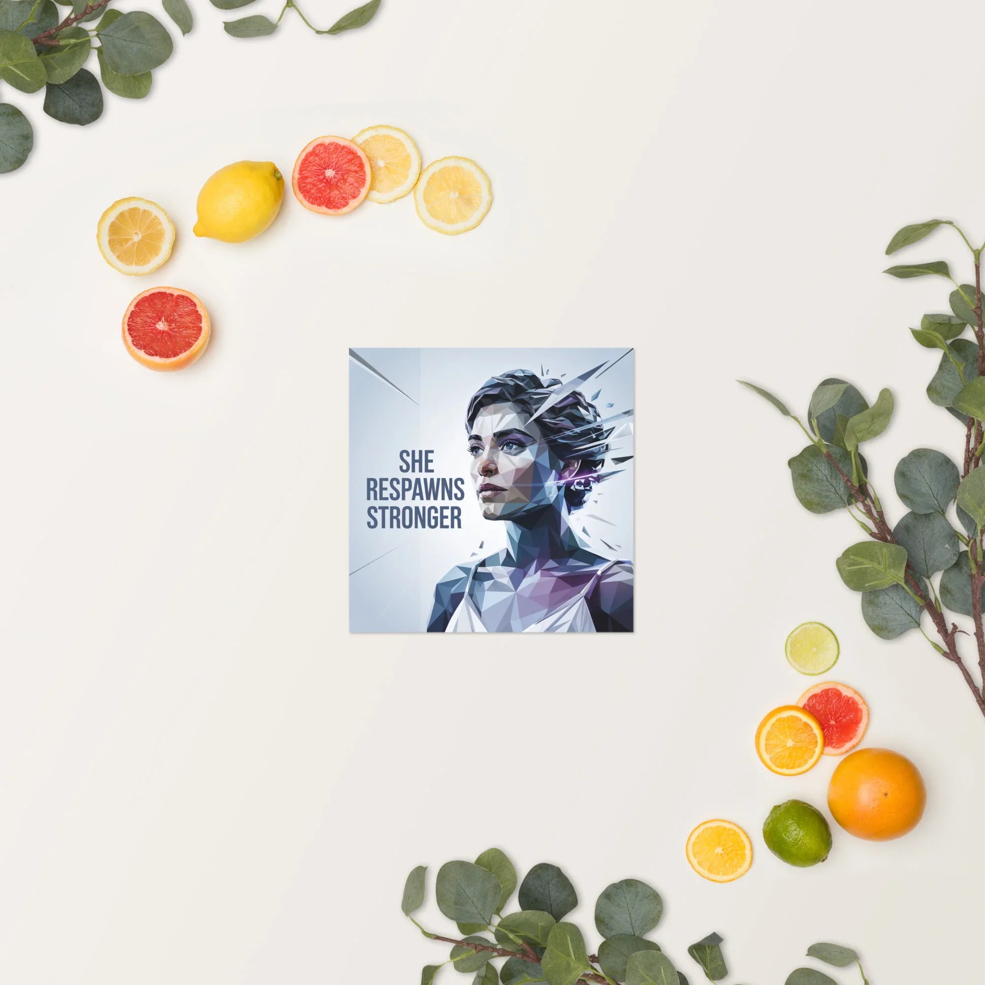 She Respawns Stronger – Polygonal Digital Art Print - RaZits