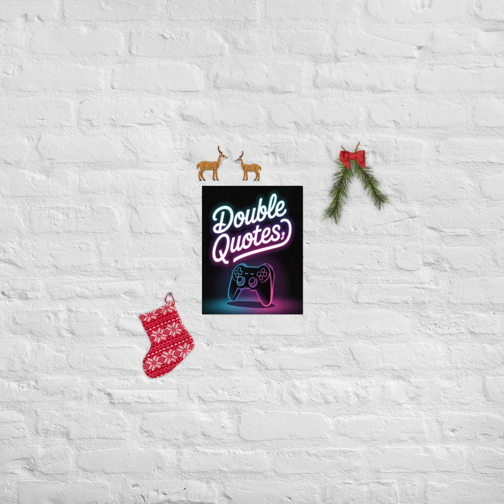 Double Quotes – Neon Gaming Controller Poster - RaZits
