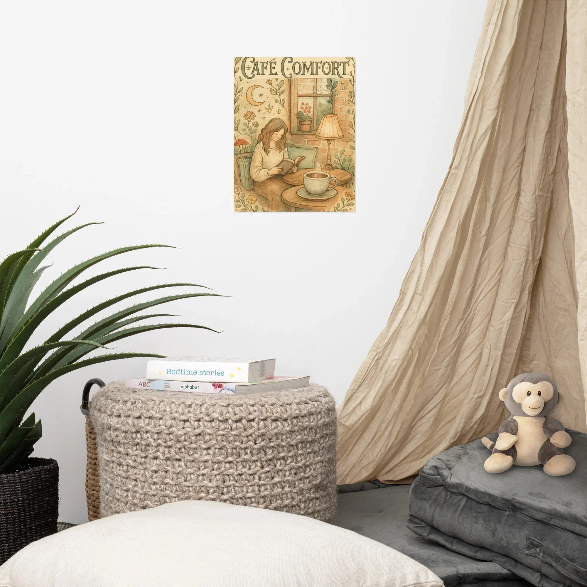 Café Comfort Poster – Cozy Reading Nook Art Print - RaZits