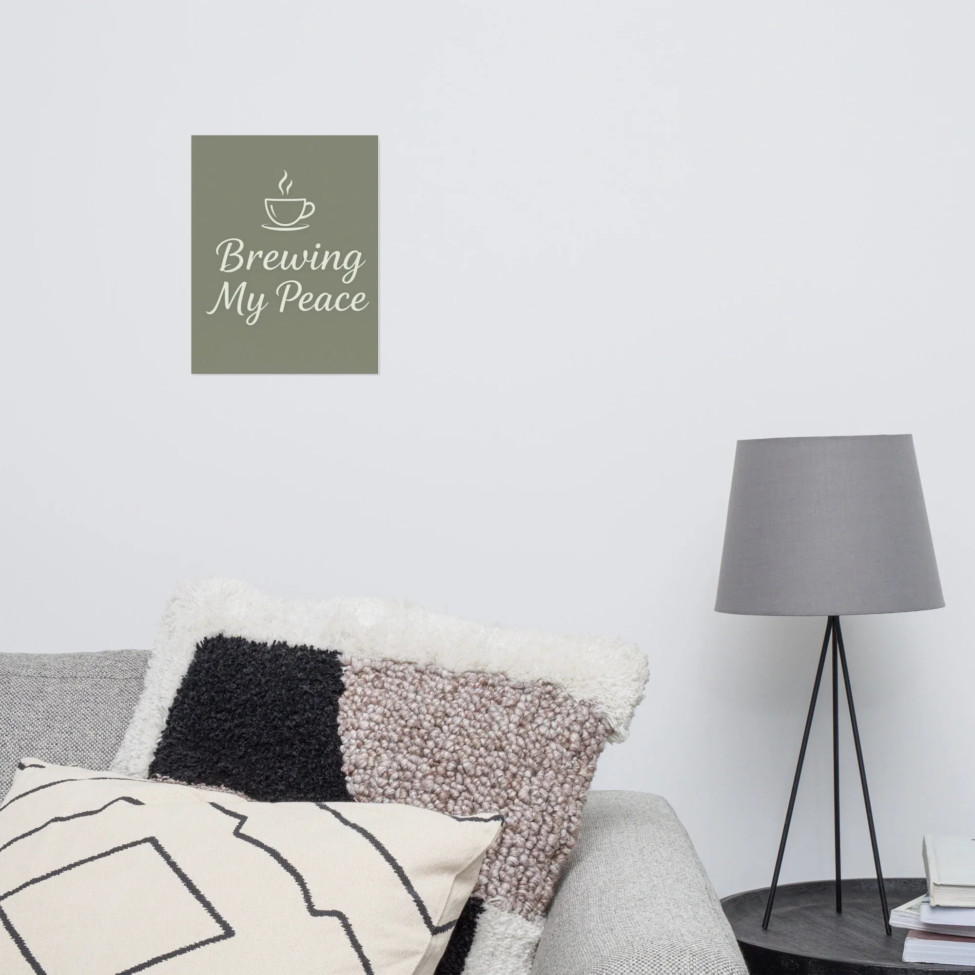 Brewing My Peace Wall Art – Soft Script Coffee Quote - RaZits