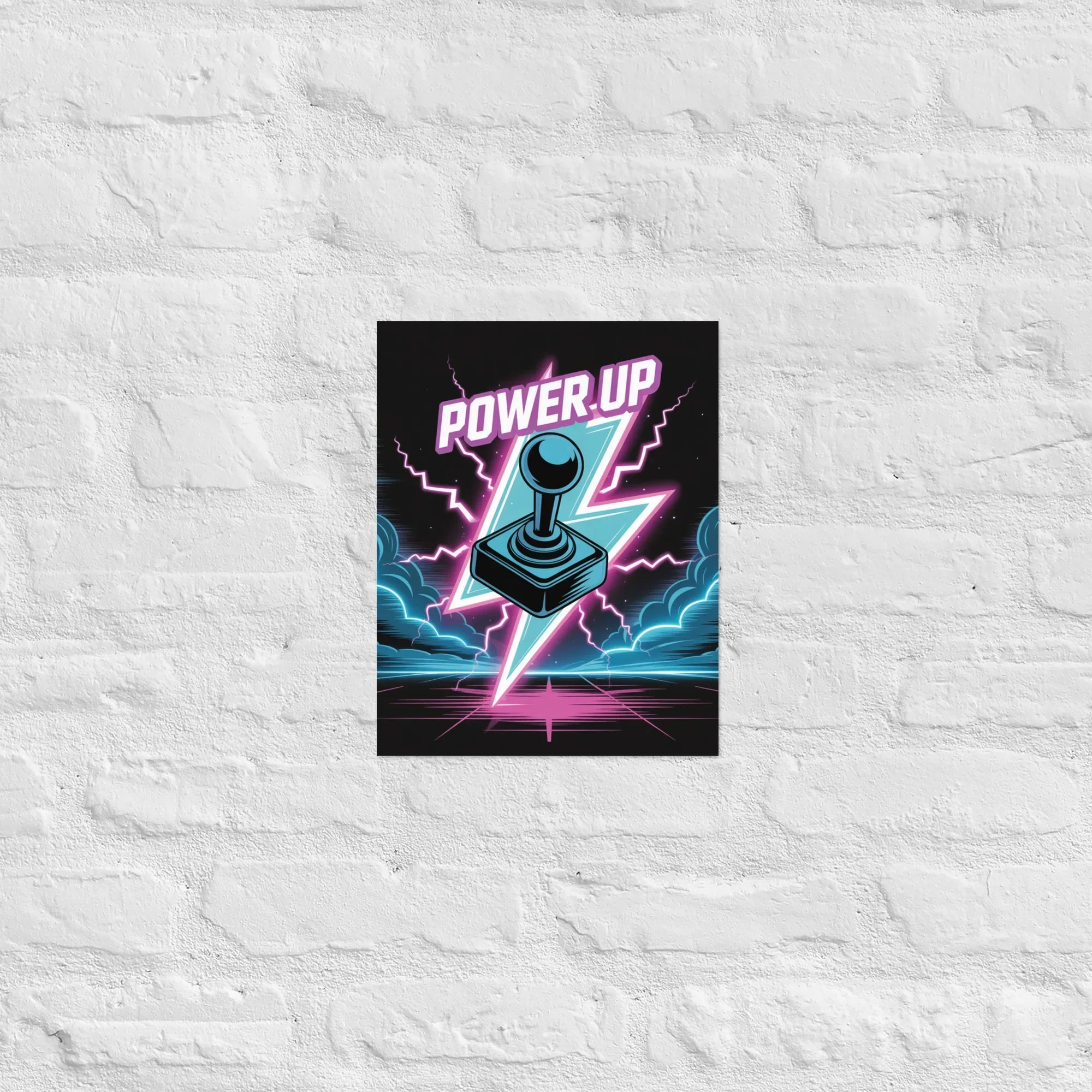 Power Up Gaming Poster – Retro Arcade Joystick Wall Art - RaZits