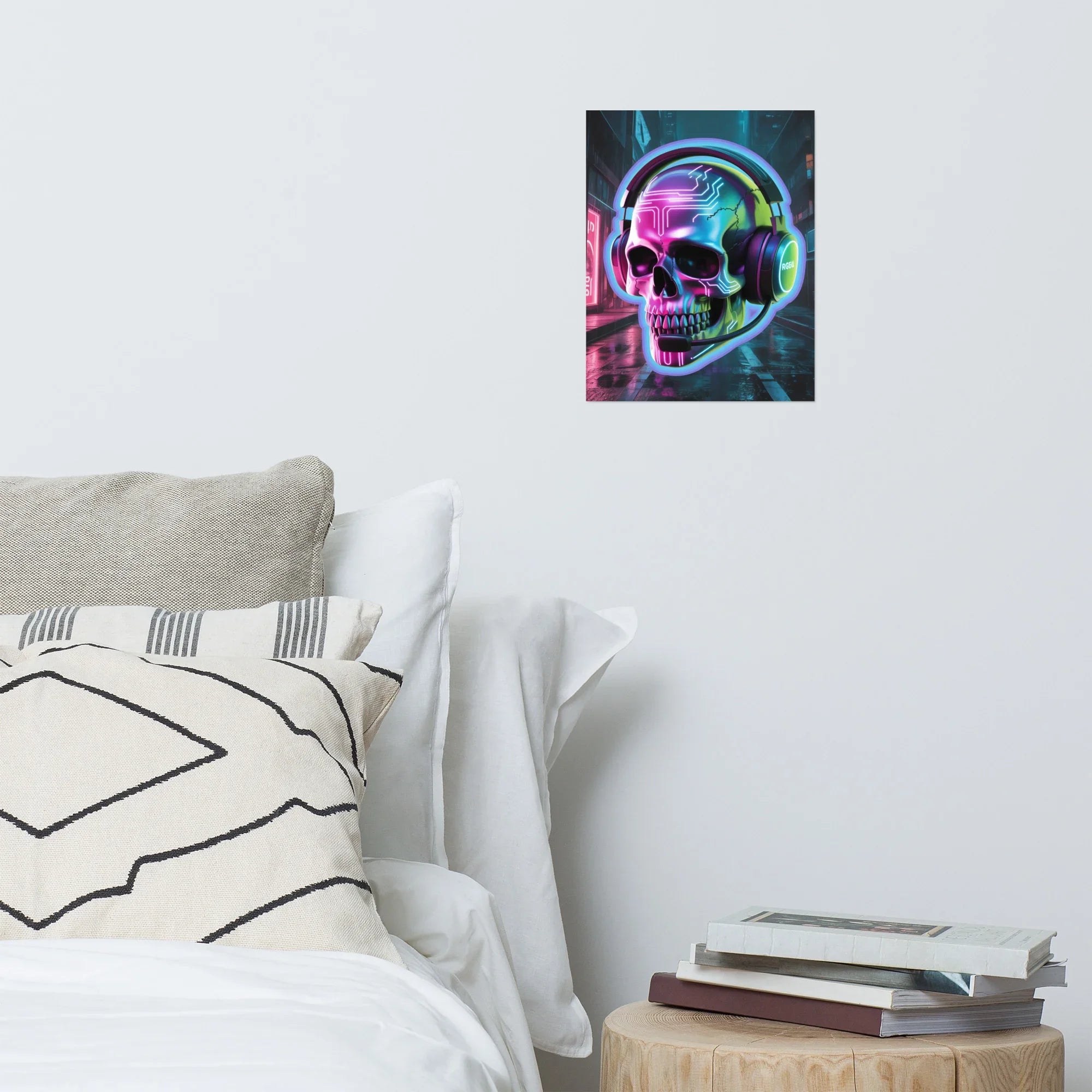 Cyberpunk Skull RGB Gamer Art – Futuristic Neon Wall Decor for Esports Rooms - RaZits