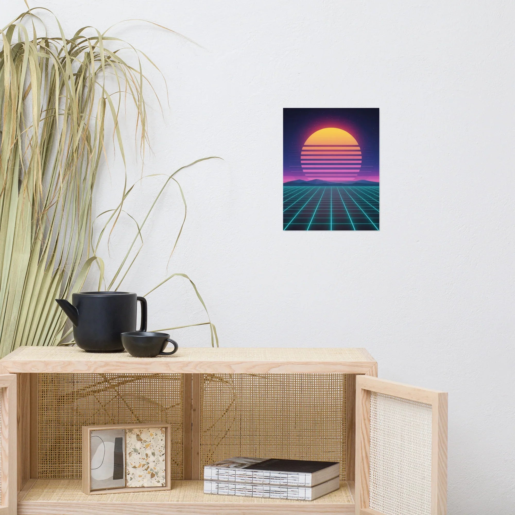 Synthwave Horizon – Retro Futuristic Neon Sunset Wall Art - RaZits