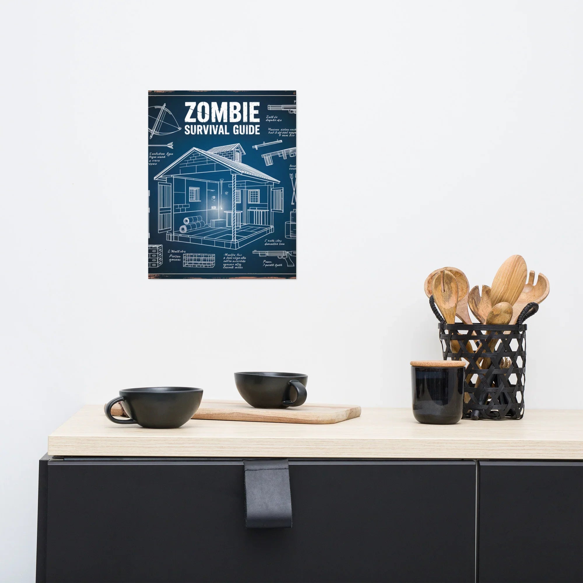 Zombie Survival Guide Blueprint – Tactical Gamer Wall Art - RaZits
