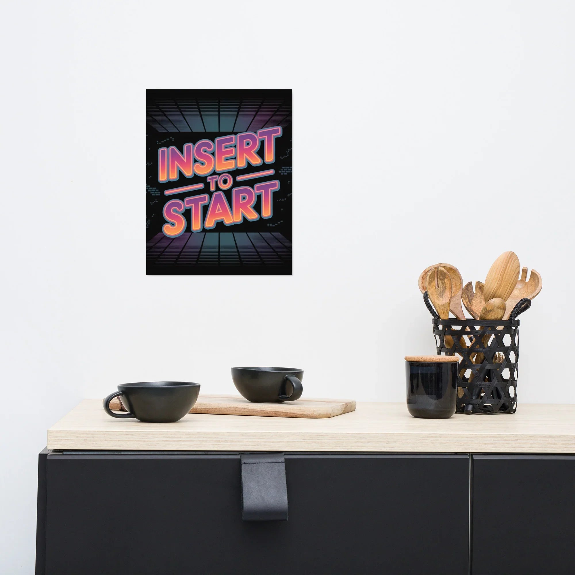 Insert to Start – Retro Neon Arcade Poster - RaZits