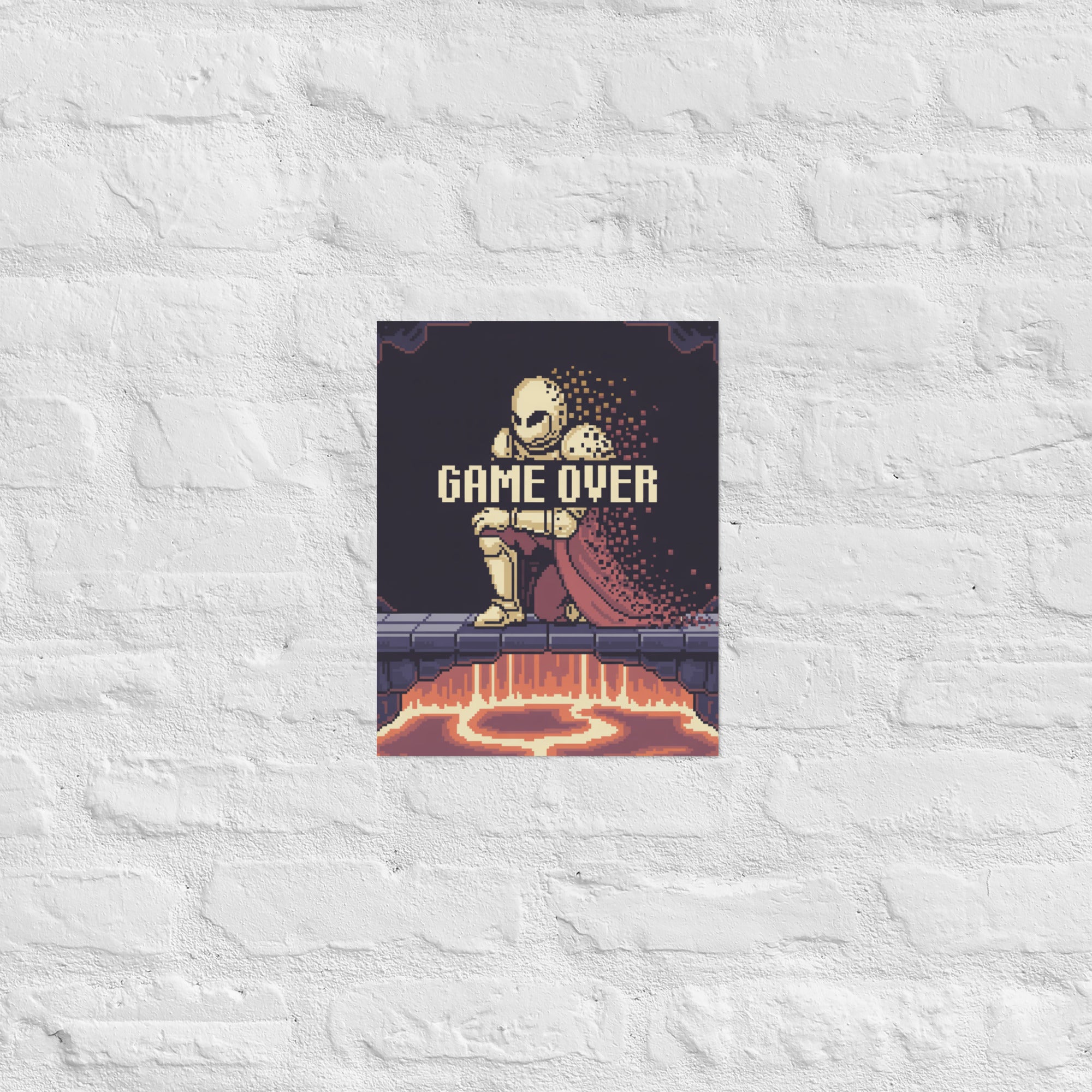 Bit Rot Memorial pixel knight poster in retro gaming setup context