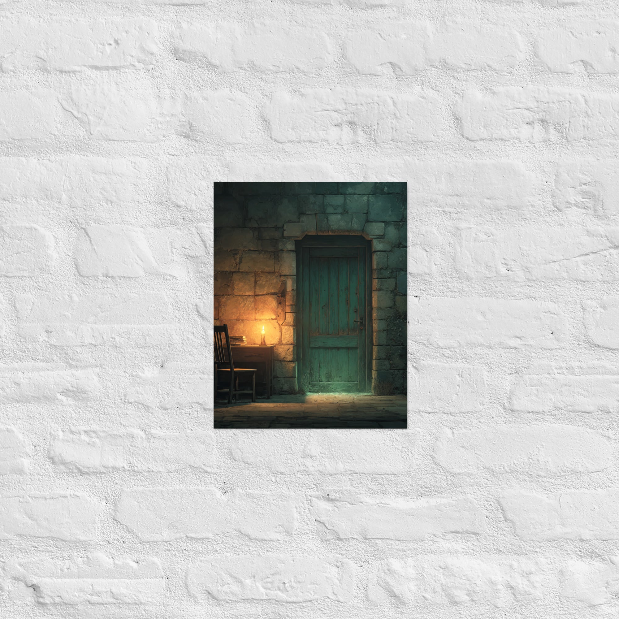 Survival horror save room wall art in a home office, 11×14 inch
