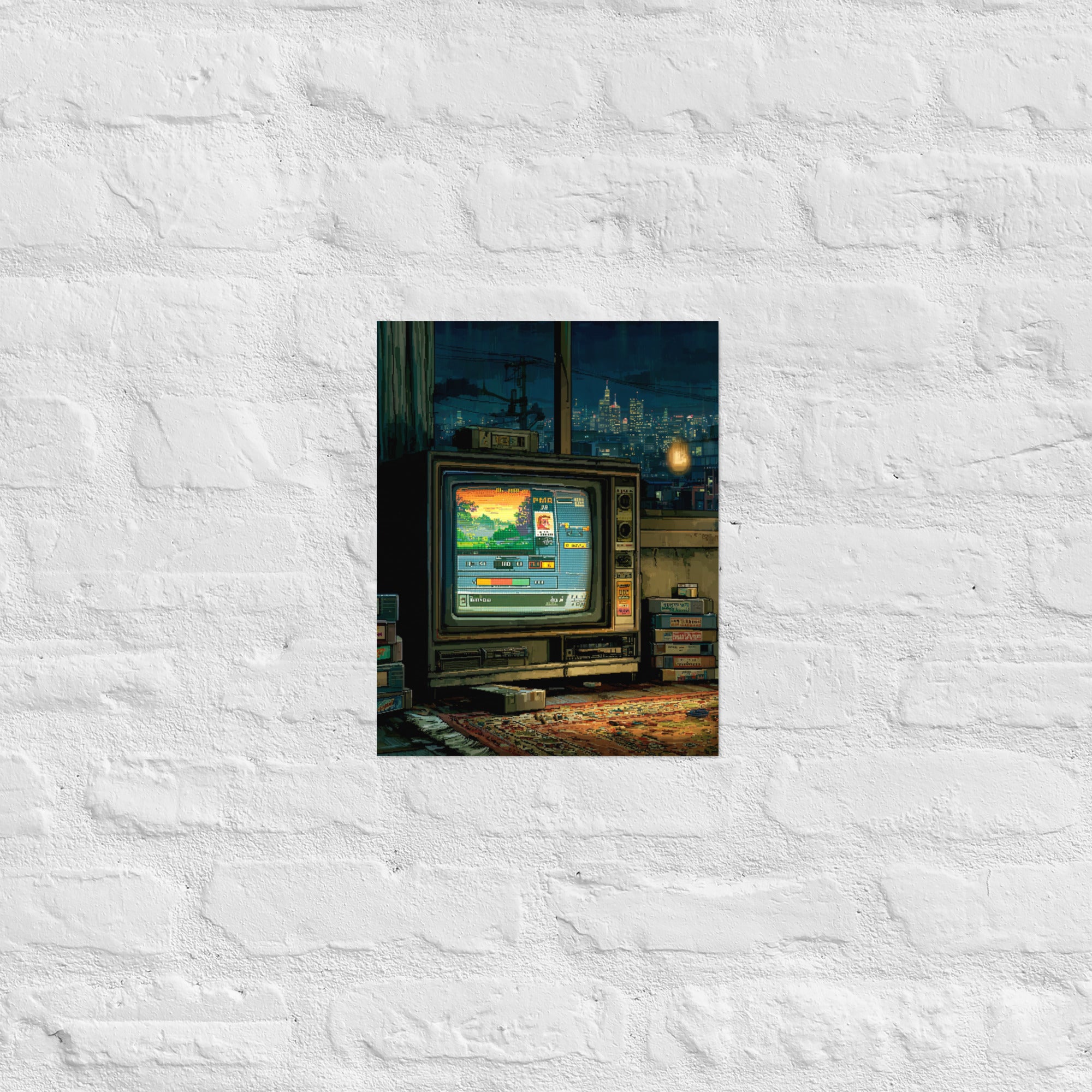Retro save screen wall art in a home office gallery, 11×14 inch