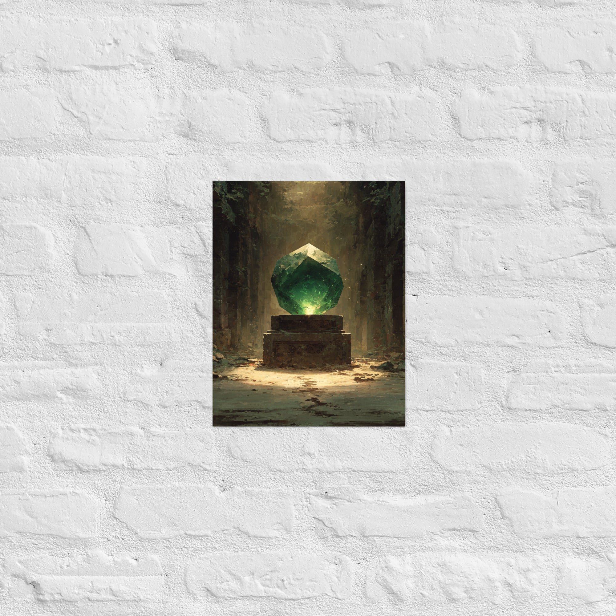RPG save crystal wall art in a fantasy library, 11×14 inch