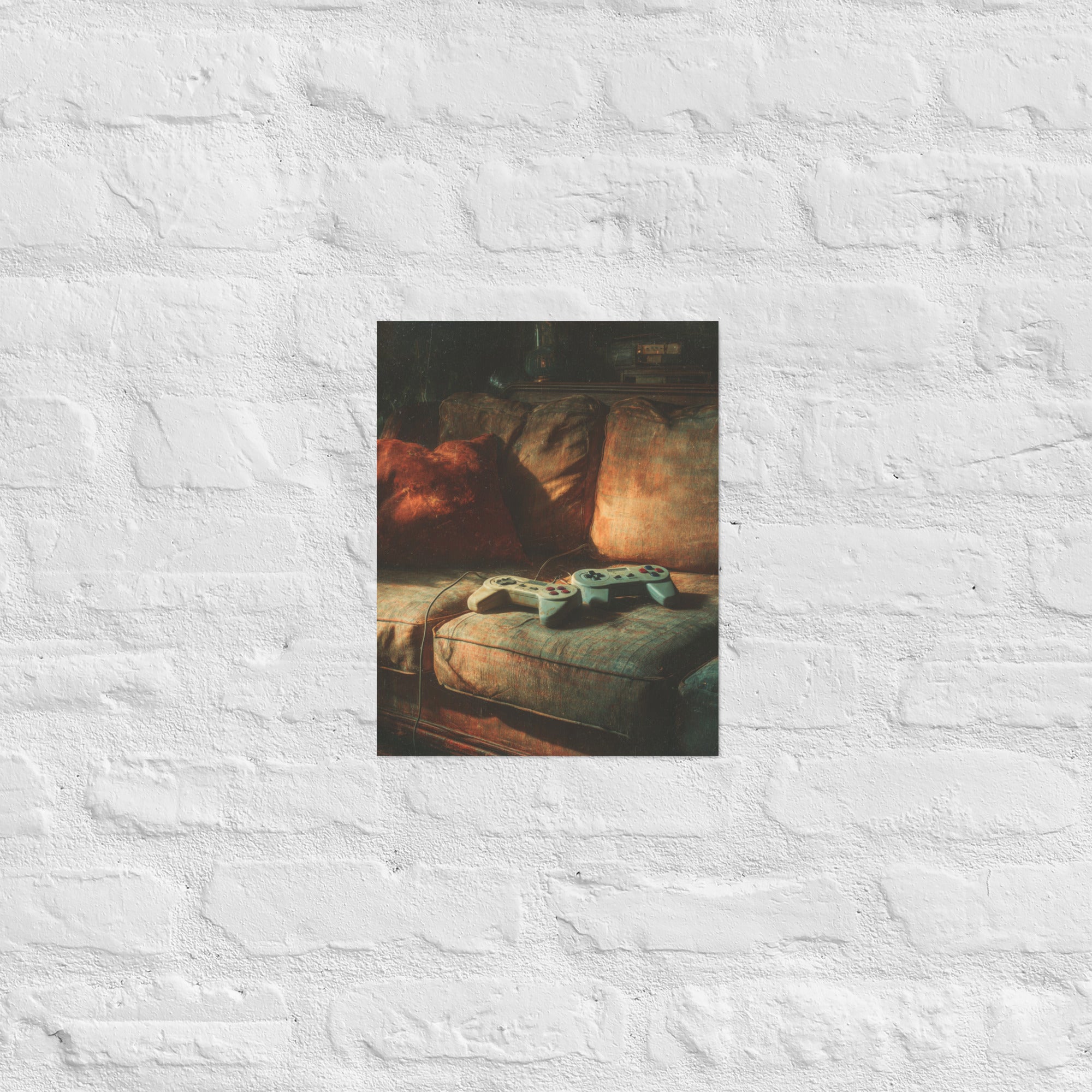 Player 2 gaming wall art in a gamer couple home office, 11×14 inch