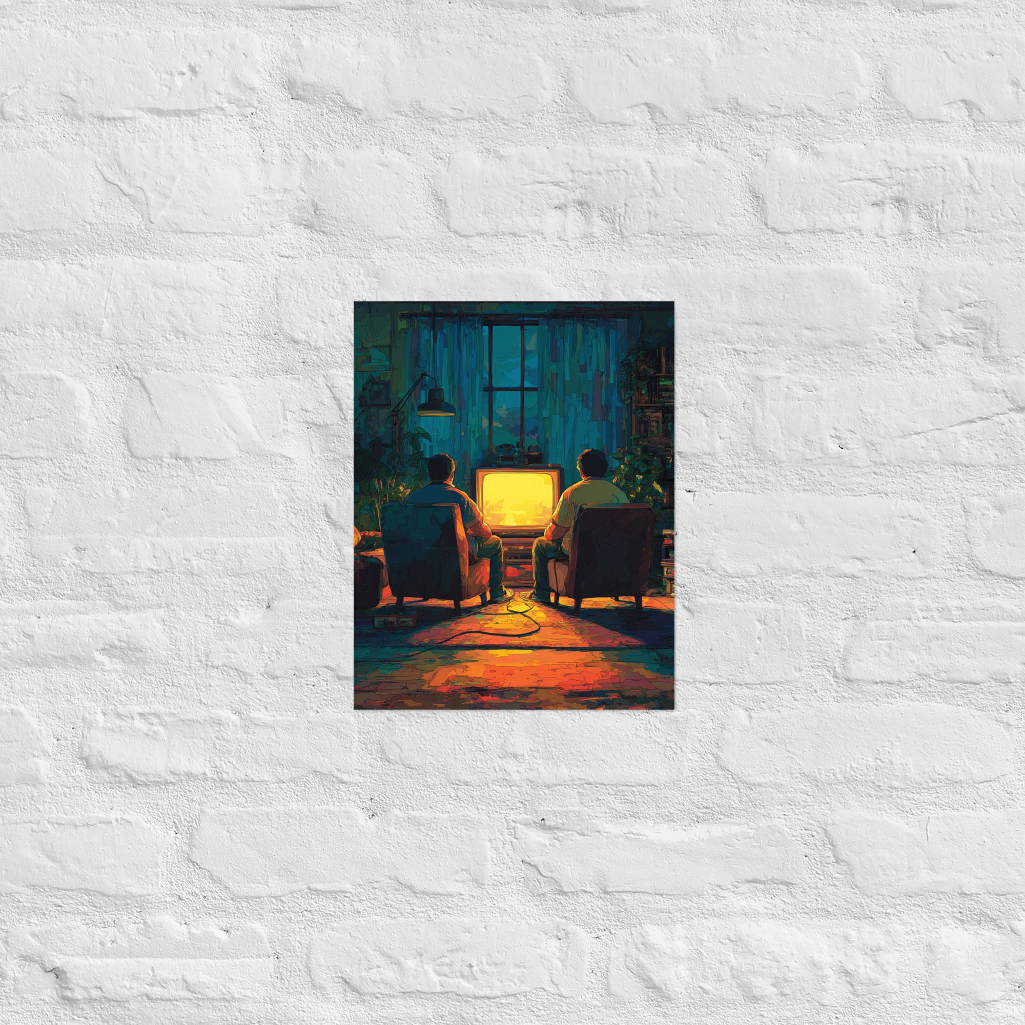 Two-player gaming wall art in a sibling home office, 11×14 inch