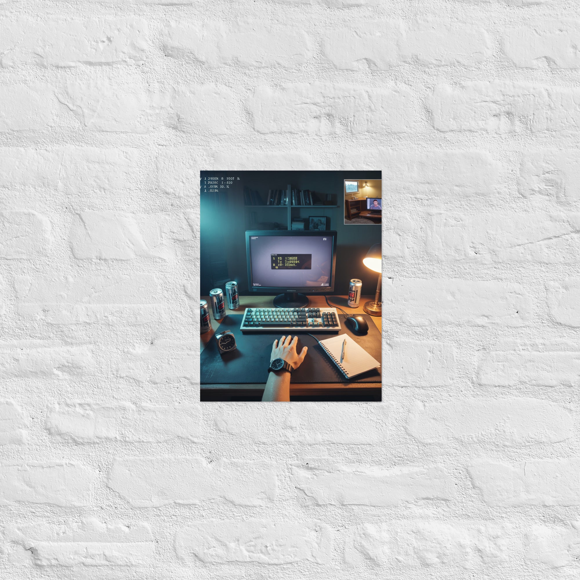 Retro gaming wall art with long-exposure controller scene, 11×14 inch