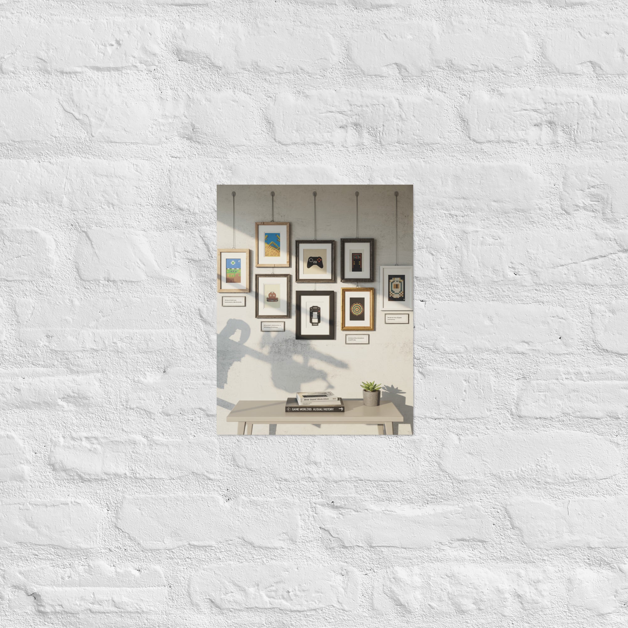 Premium gaming wall art with museum-corridor scene, 11×14 inch