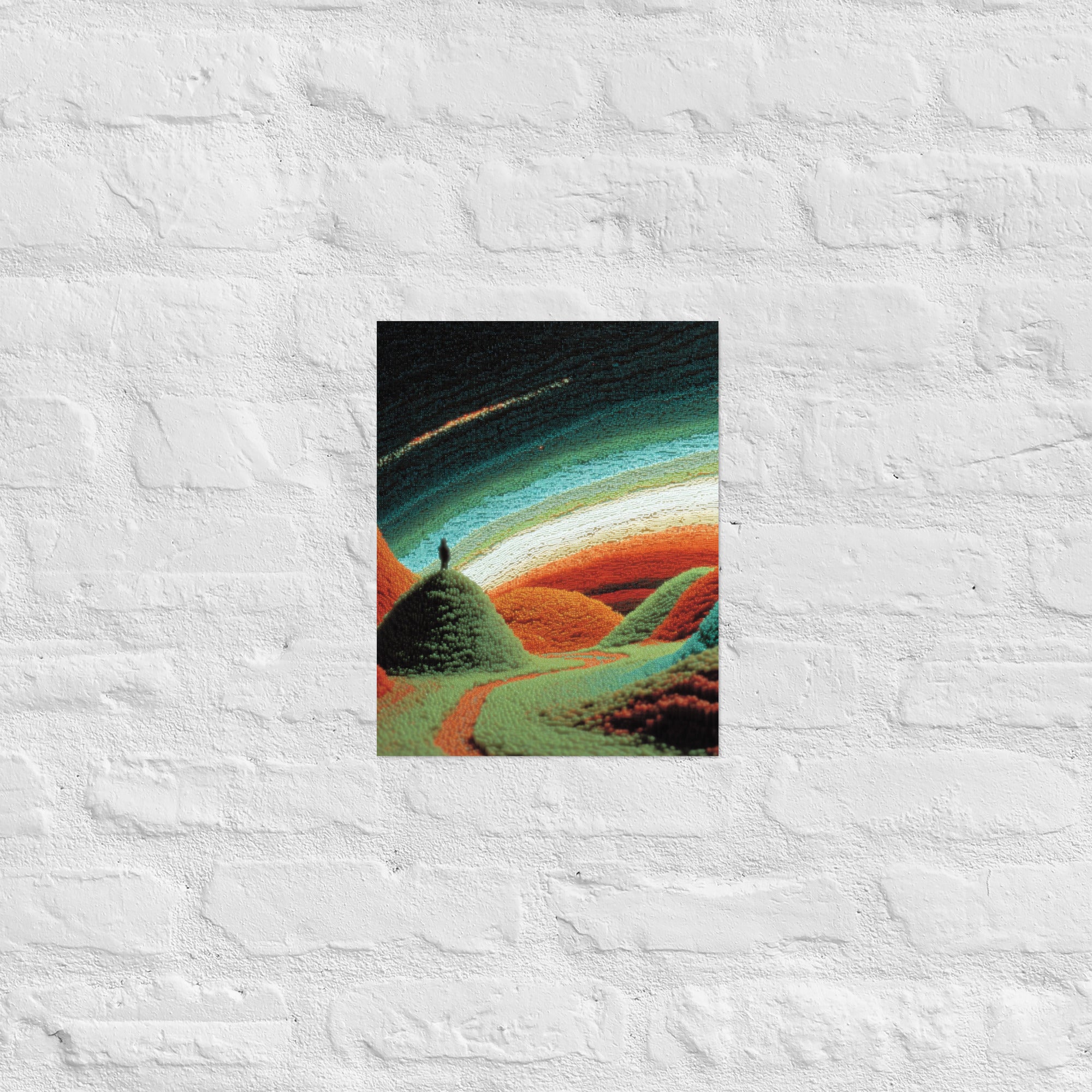 Premium CRT gaming wall art with phosphor texture in a curated room, 11×14 inch