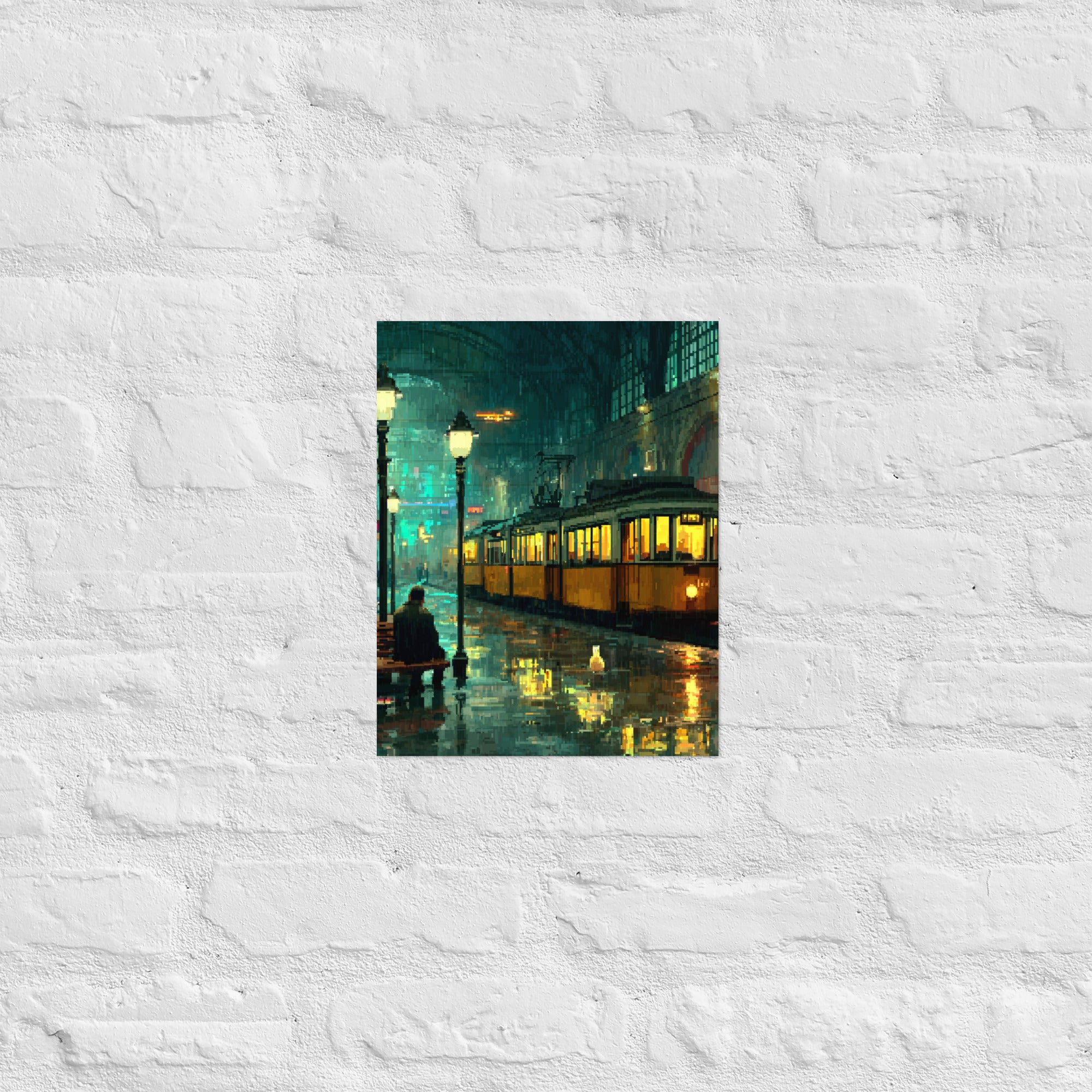 Premium cinematic gaming wall art in a moody home office, 11×14 inch