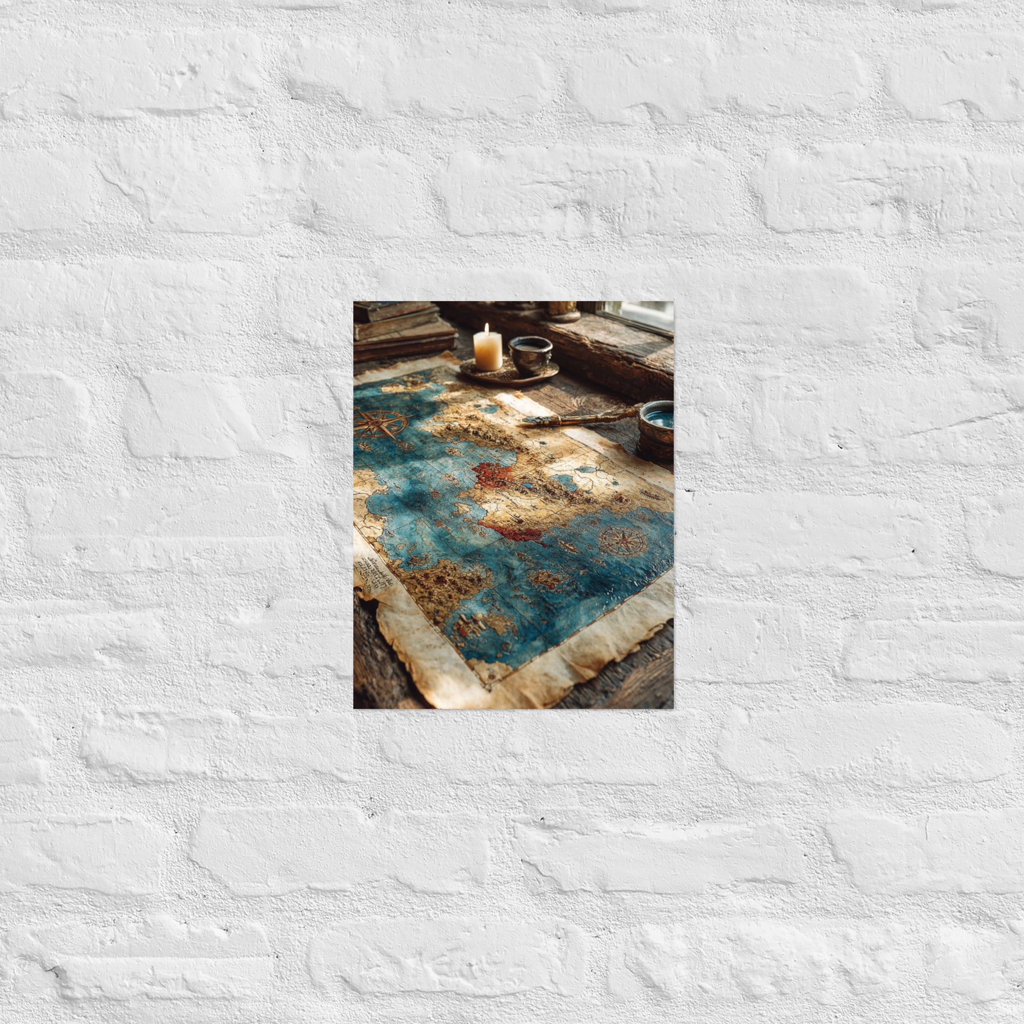 Retro RPG cartography wall art in a home office, 11×14 inch