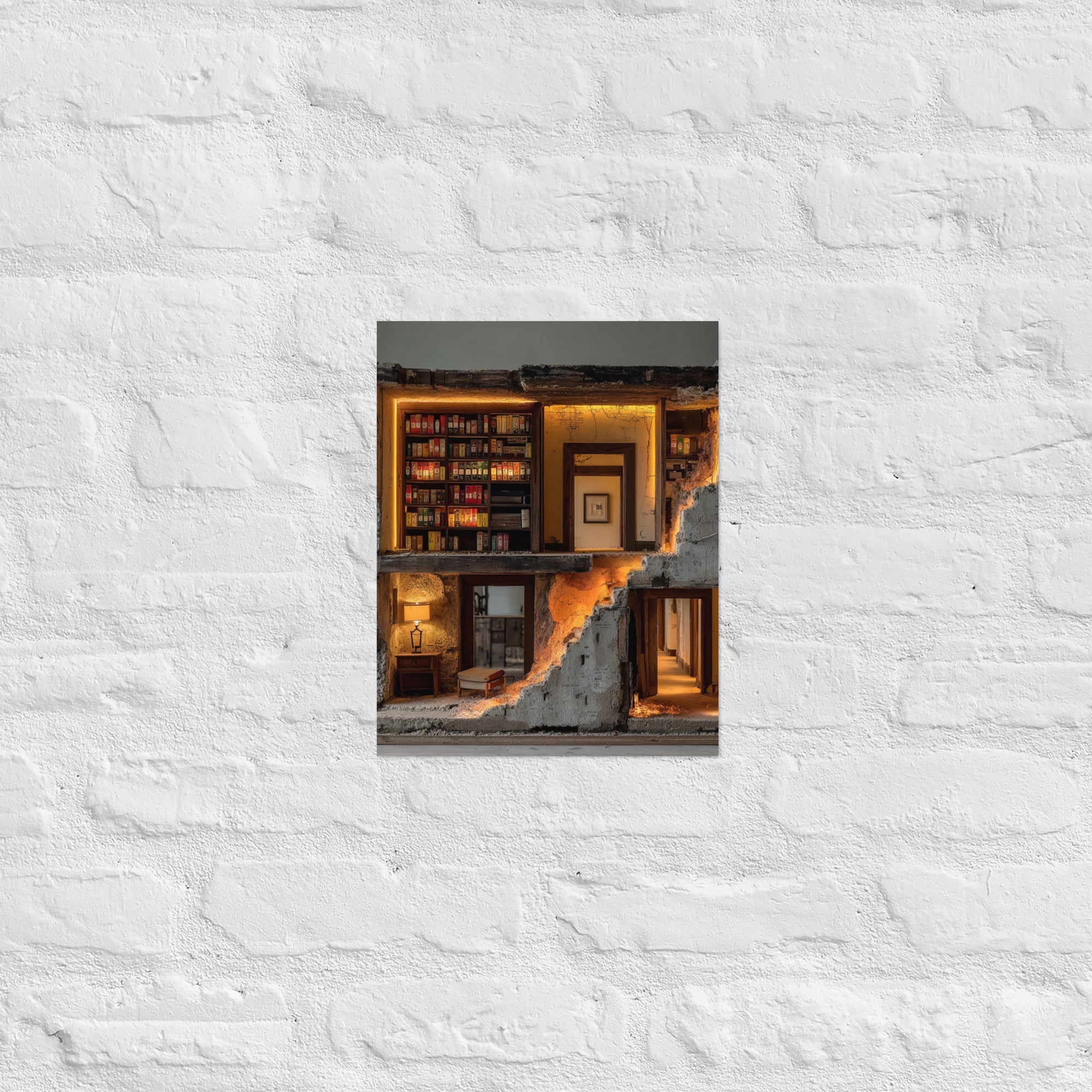 Save file nostalgia wall art with single retro cartridge in a home office, 11×14 inch size