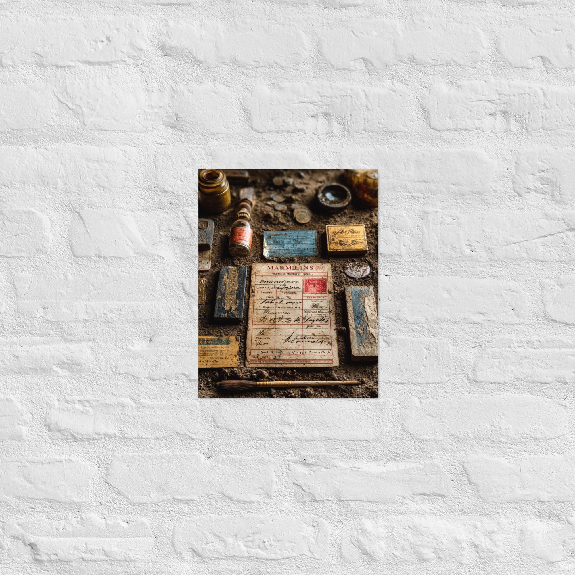 Premium arcade culture wall art with token composition in a collector's display, 11×14 inch size