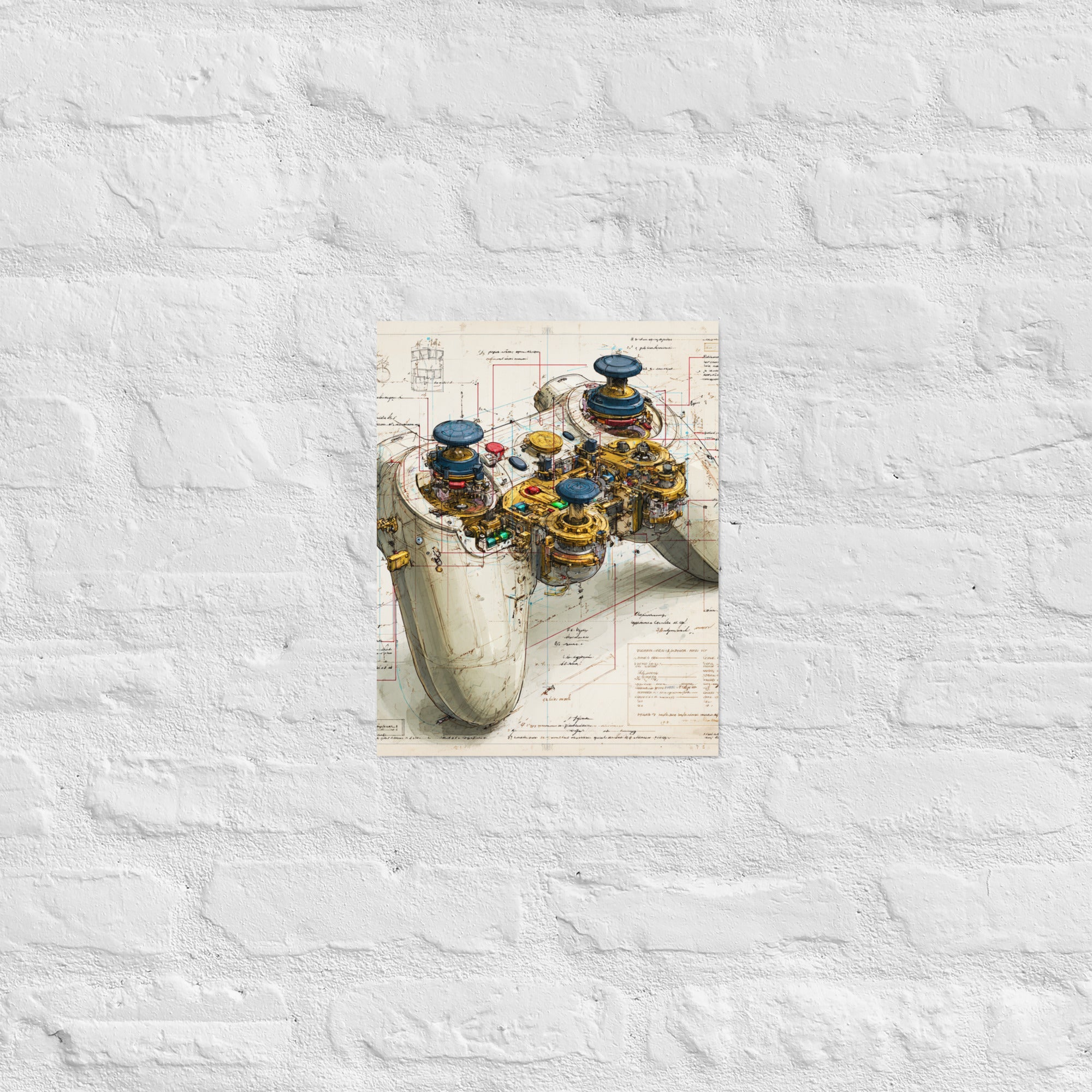 Premium gallery gaming wall art with artist-study composition in a design-led home office, 11×14 inch size
