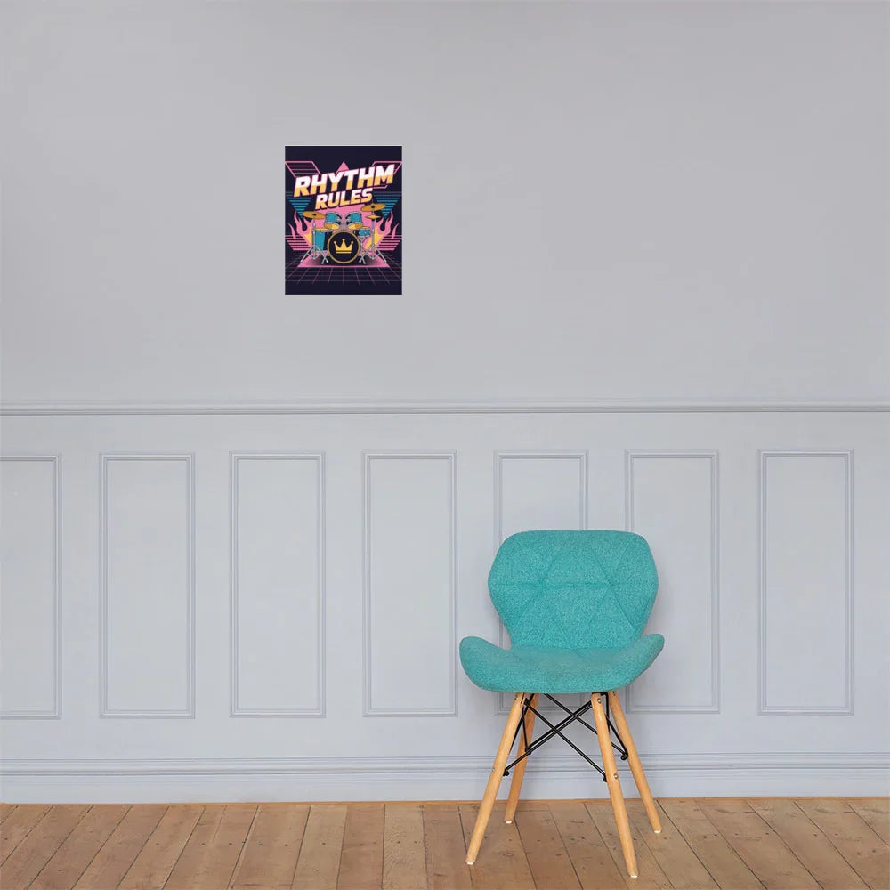 Rhythm Rules Poster – Neon Crown Drum Power - RaZits