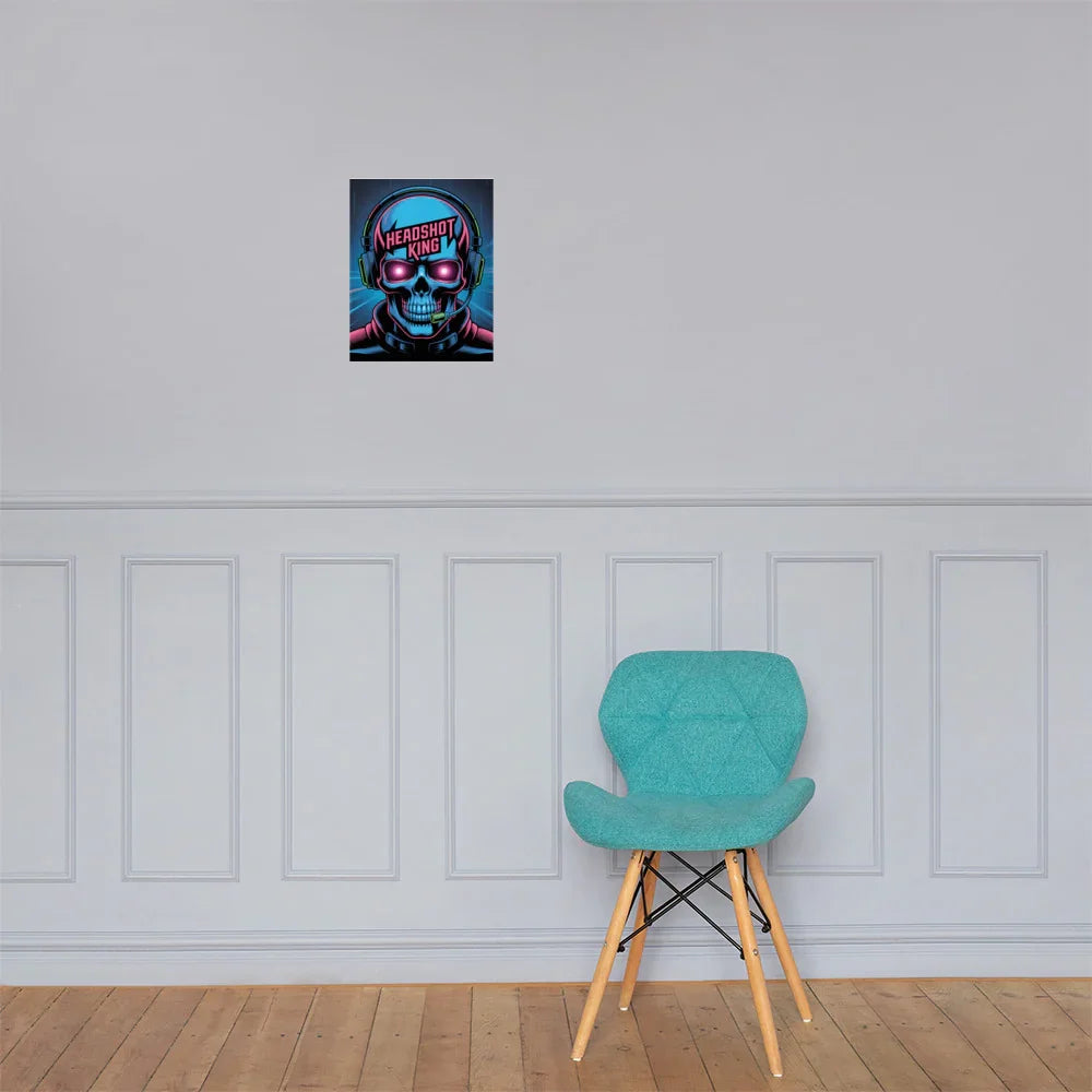 Headshot King – Cyberpunk Gamer Art for Futuristic Esports Room Decor - RaZits