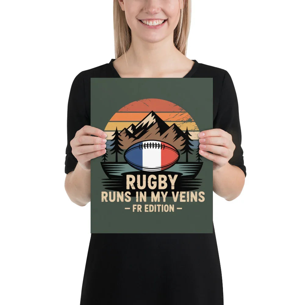 Rugby Runs in My Veins – France Poster (Midnight Edition) - RaZits