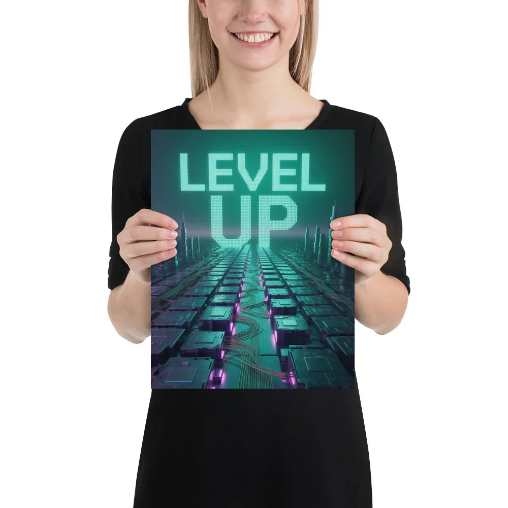 Level Up – Cyber Futuristic Wall Art for Gamers & Tech Lovers - RaZits
