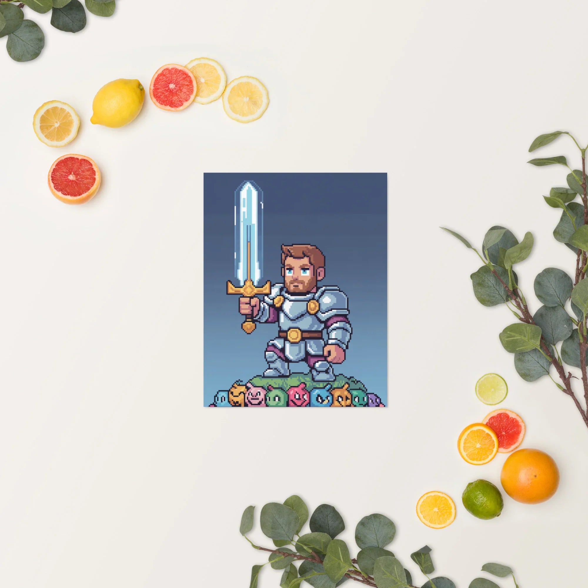 Pixel Knight – Fantasy Gaming Poster in Retro Pixel Art Style for Gamer Wall Decor - RaZits