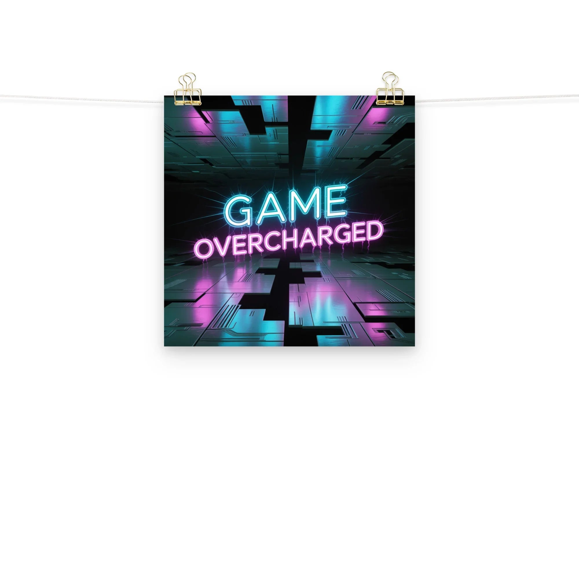Game Overcharged – Neon Cyberpunk Gamer Art for RGB Esports Rooms - RaZits