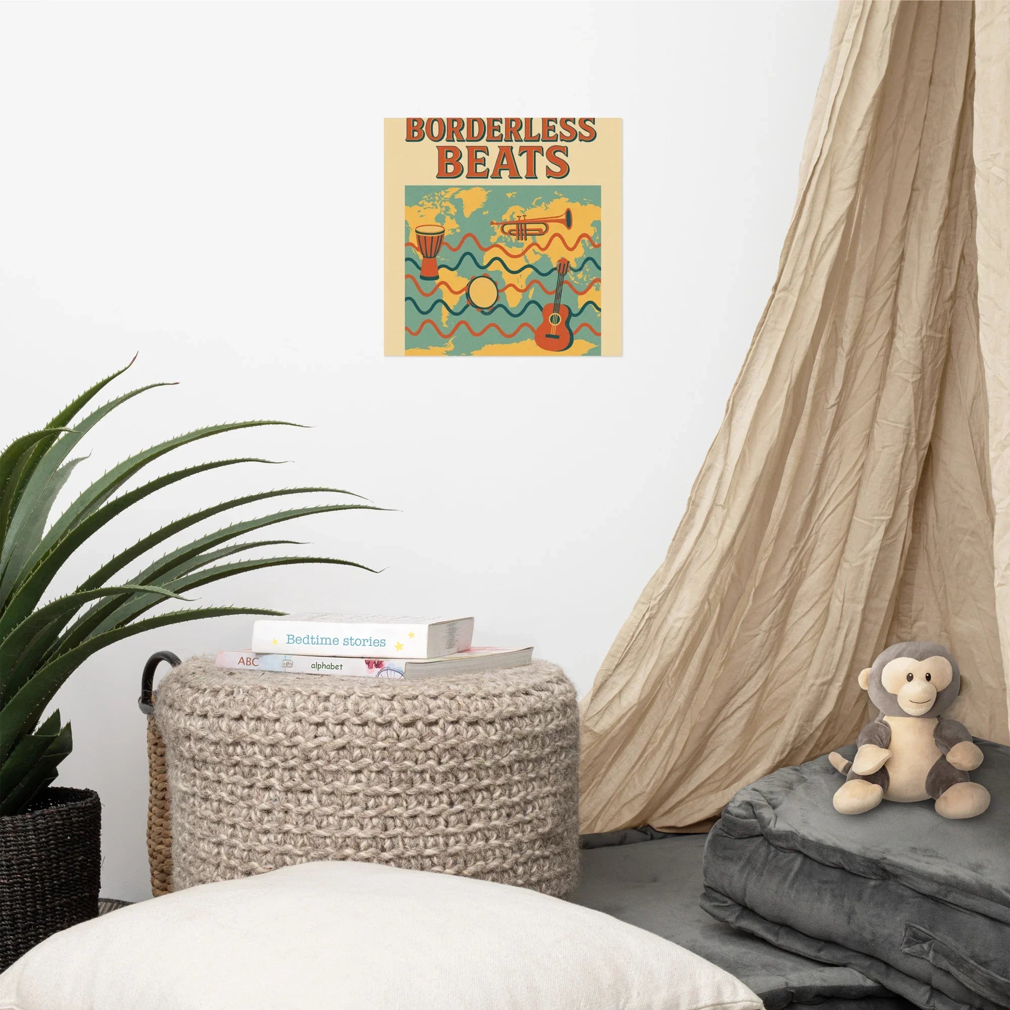 Borderless Beats Poster – World Music Travel Vibe Art - RaZits