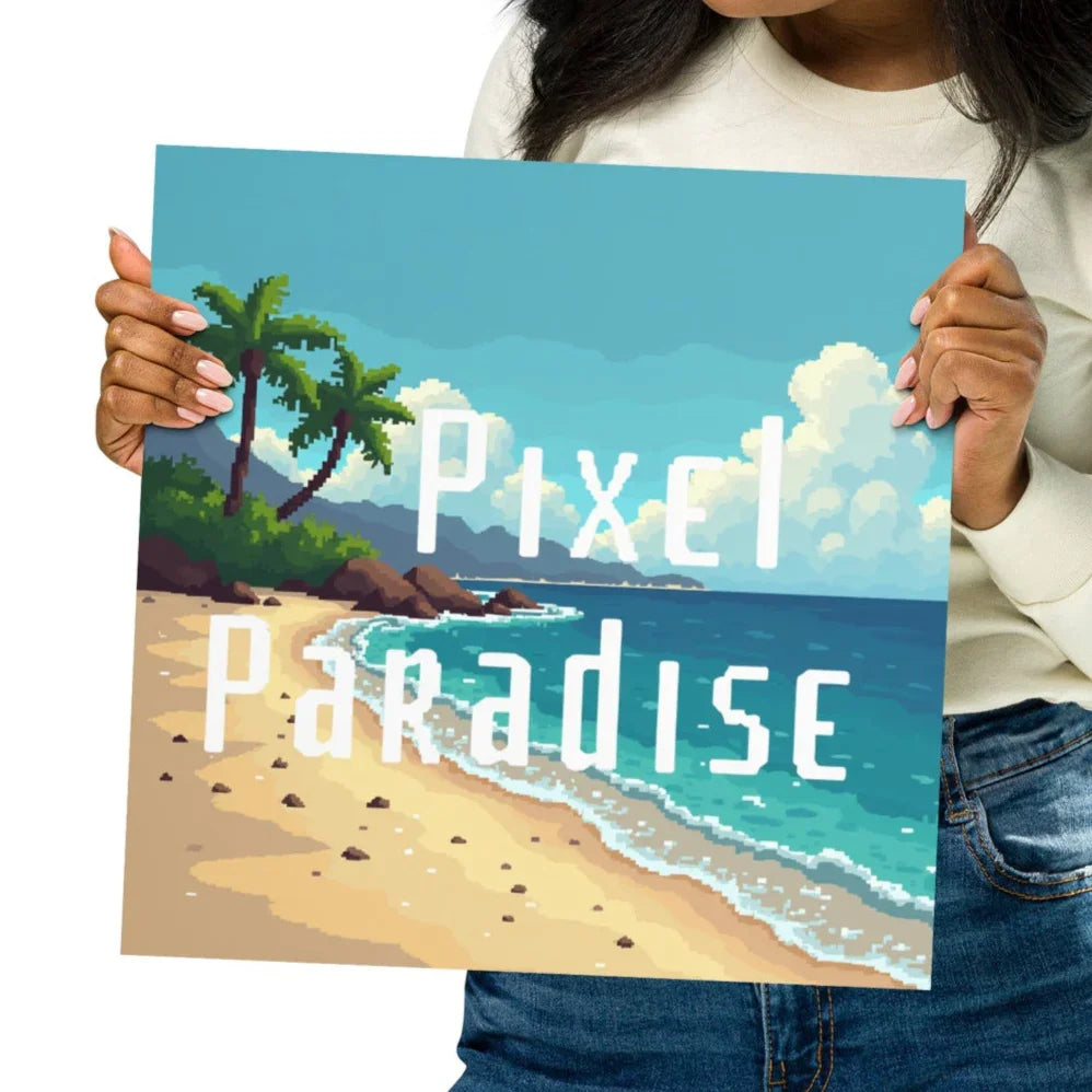 Pixel Paradise Poster – Tropical Beach Vibes - RaZits