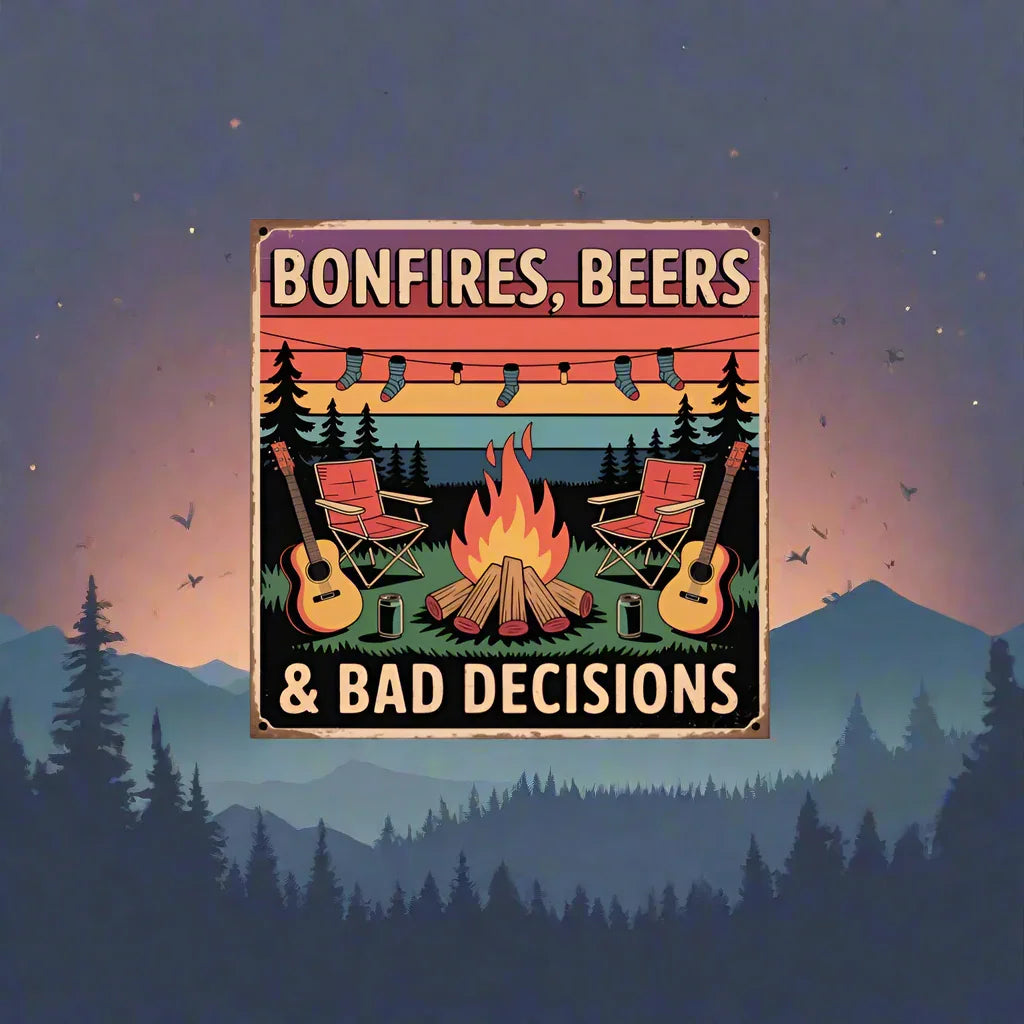 Bonfires, Beers & Bad Decisions – Campfire Wall Art - RaZits