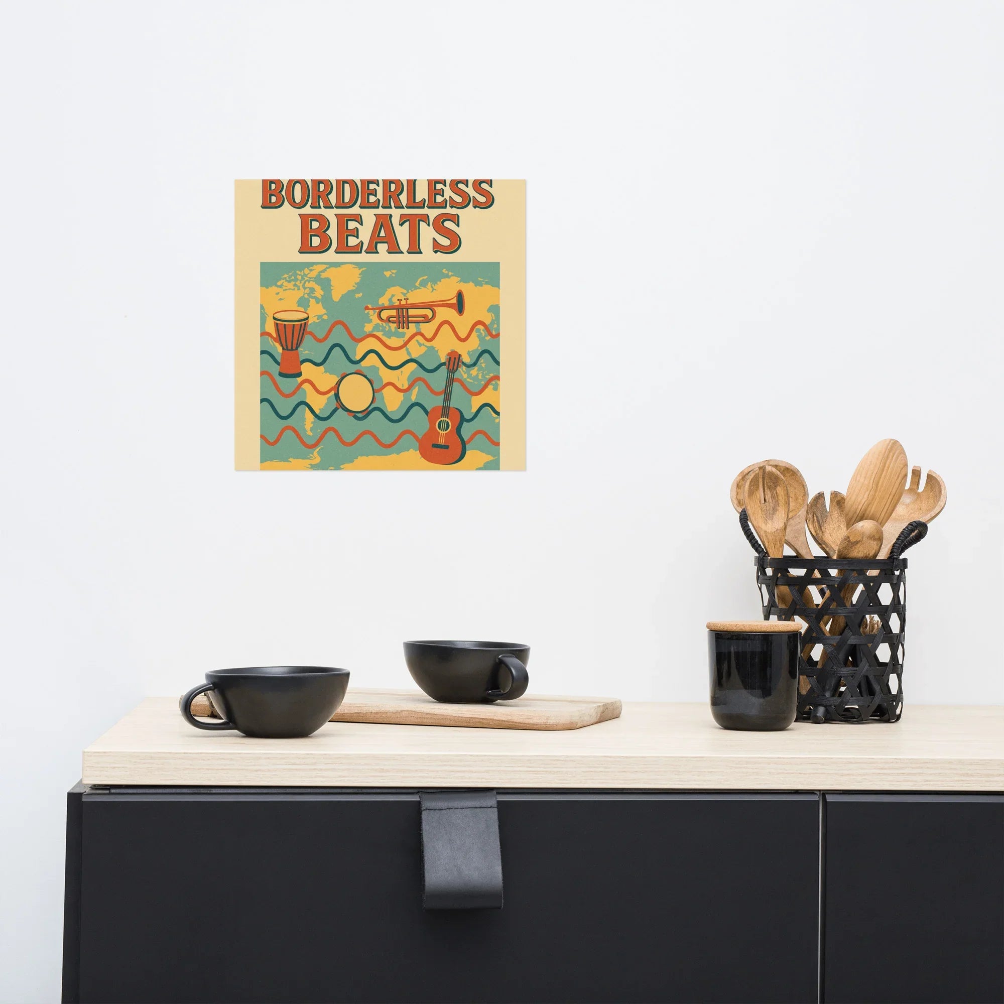 Borderless Beats Poster – World Music Travel Vibe Art - RaZits