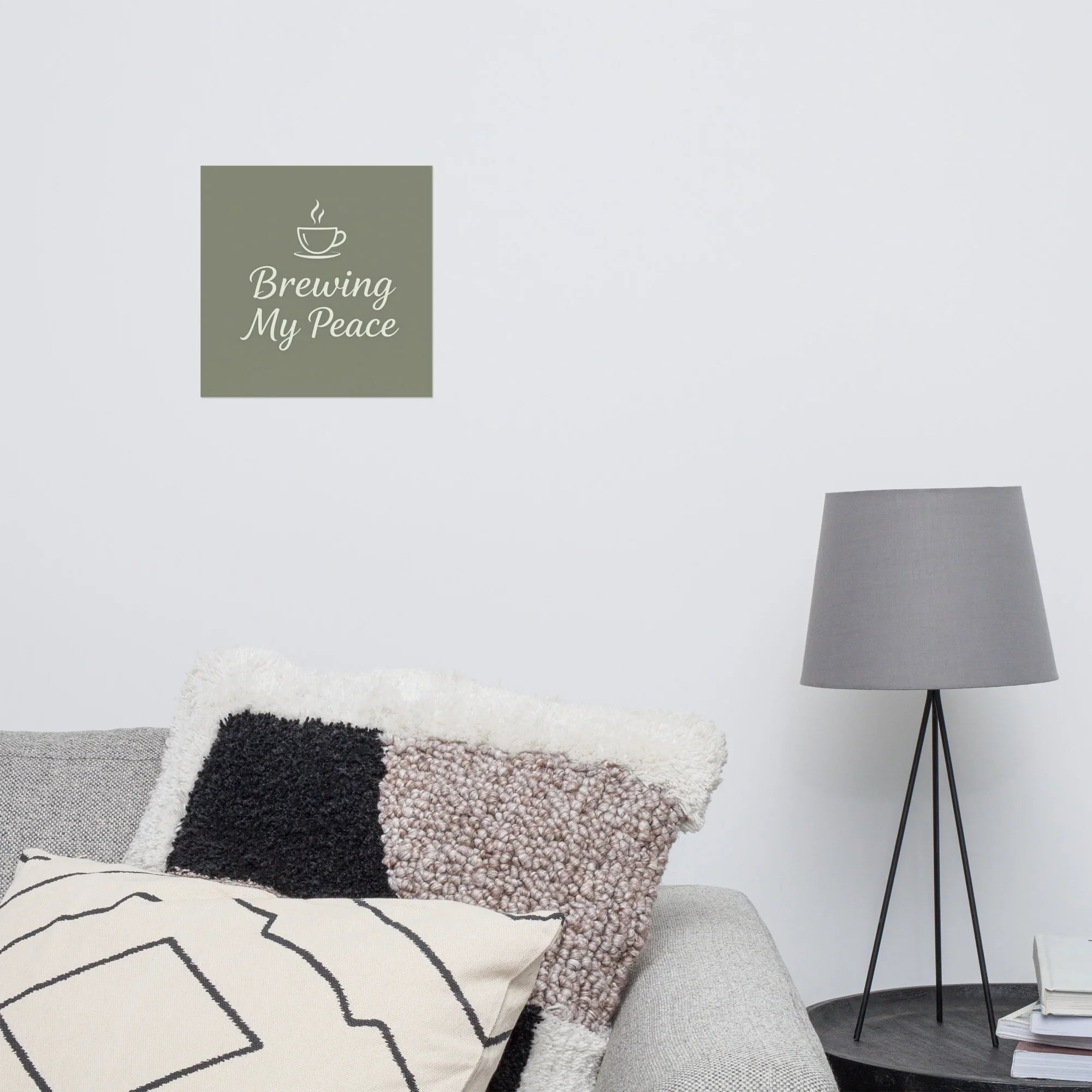 Brewing My Peace Wall Art – Soft Script Coffee Quote - RaZits