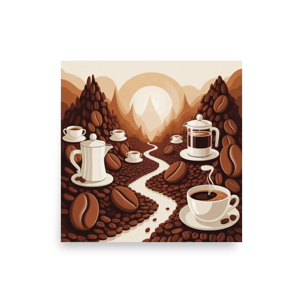 Coffee Valley Wall Art – Surreal Coffee Landscape - RaZits