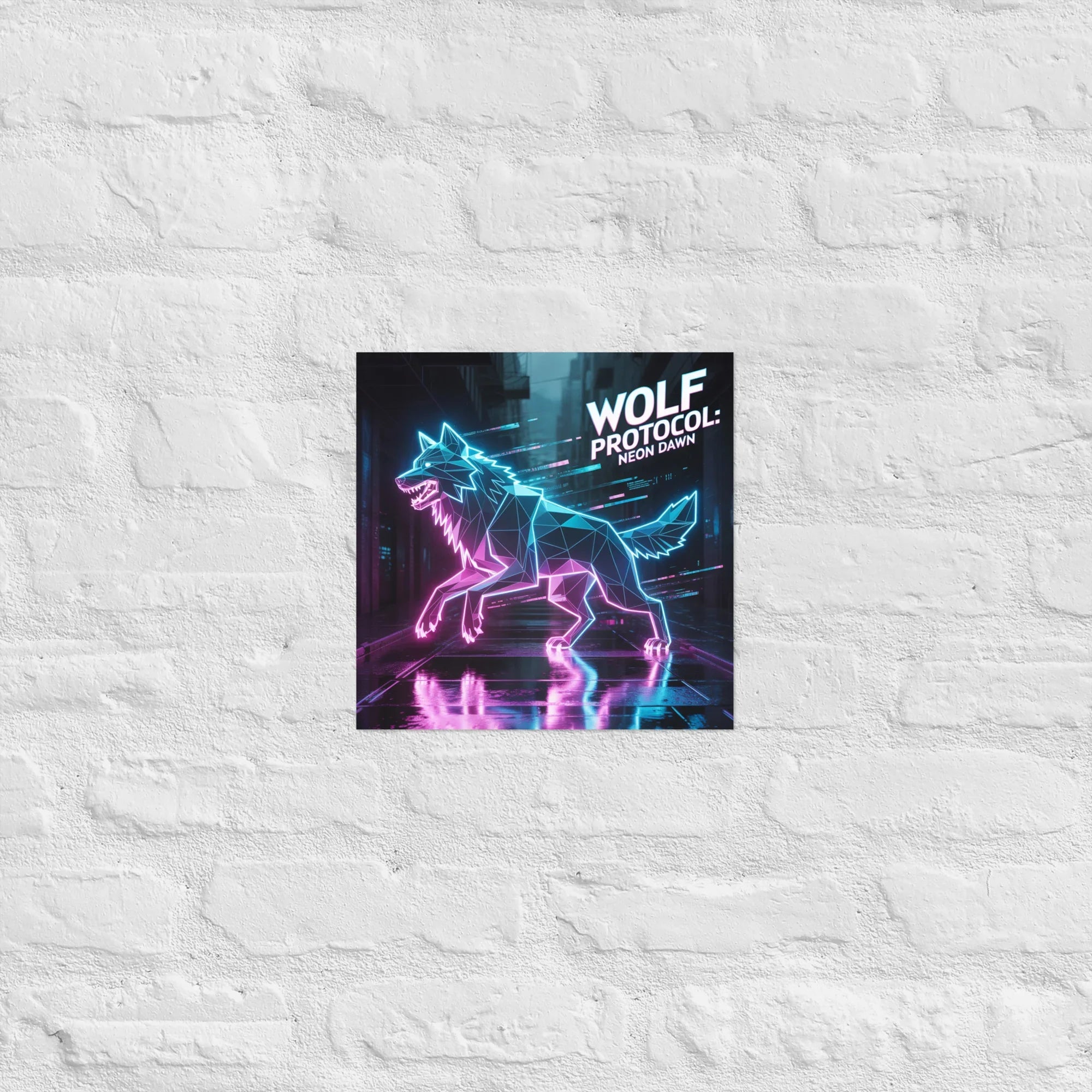 Wolf Protocol: Neon Dawn – Cyberpunk Wolf Art for Futuristic Gamer Decor - RaZits
