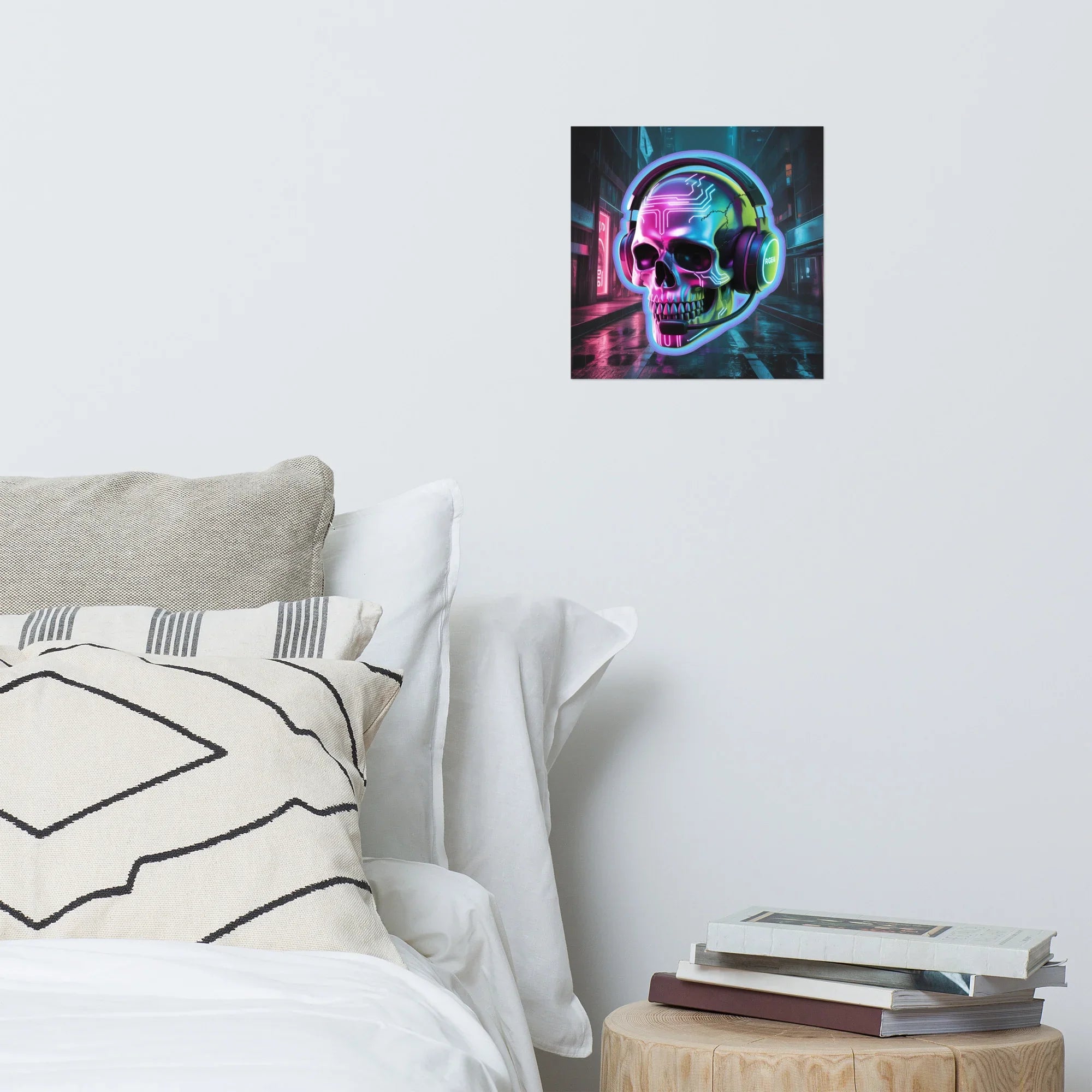 Cyberpunk Skull RGB Gamer Art – Futuristic Neon Wall Decor for Esports Rooms - RaZits