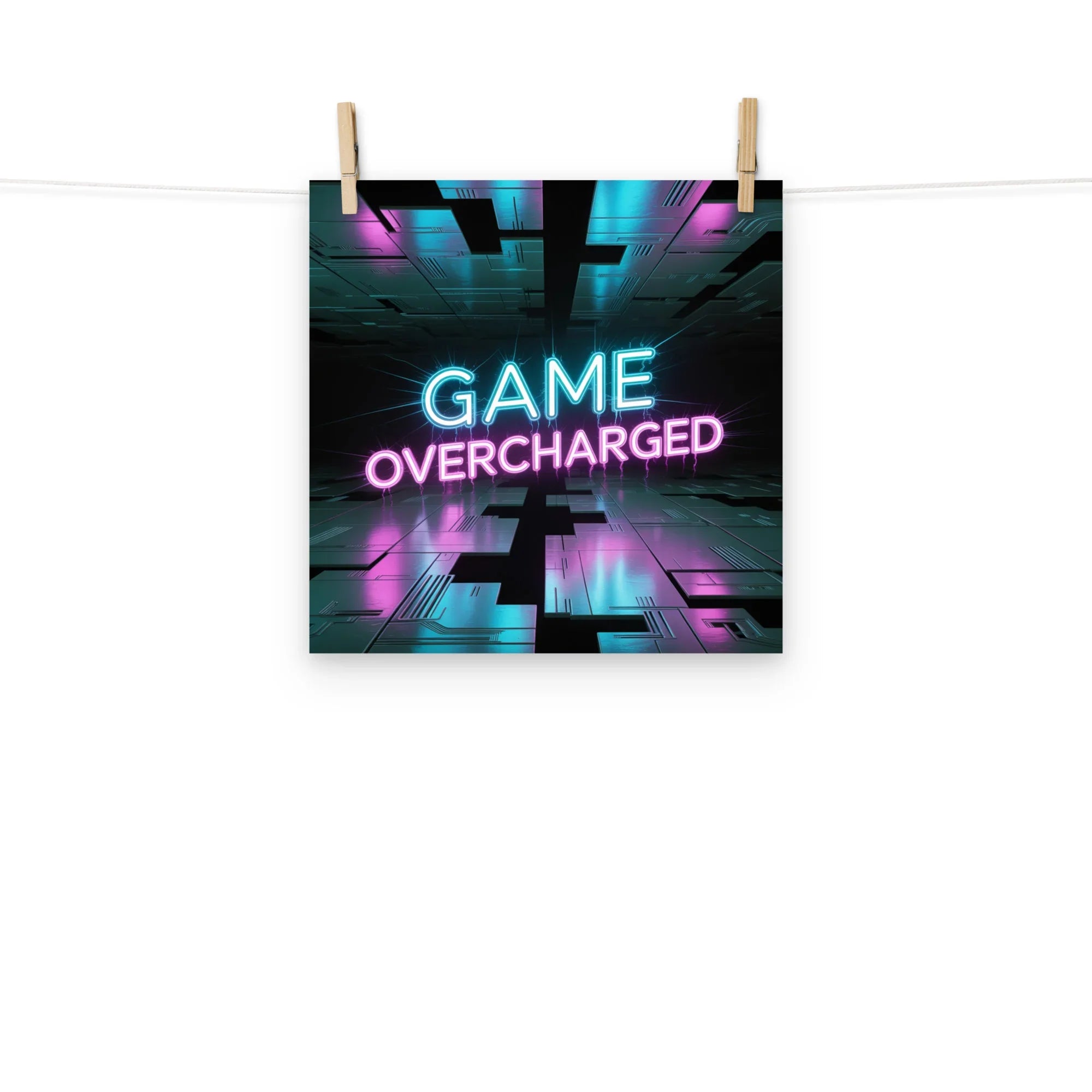 Game Overcharged – Neon Cyberpunk Gamer Art for RGB Esports Rooms - RaZits