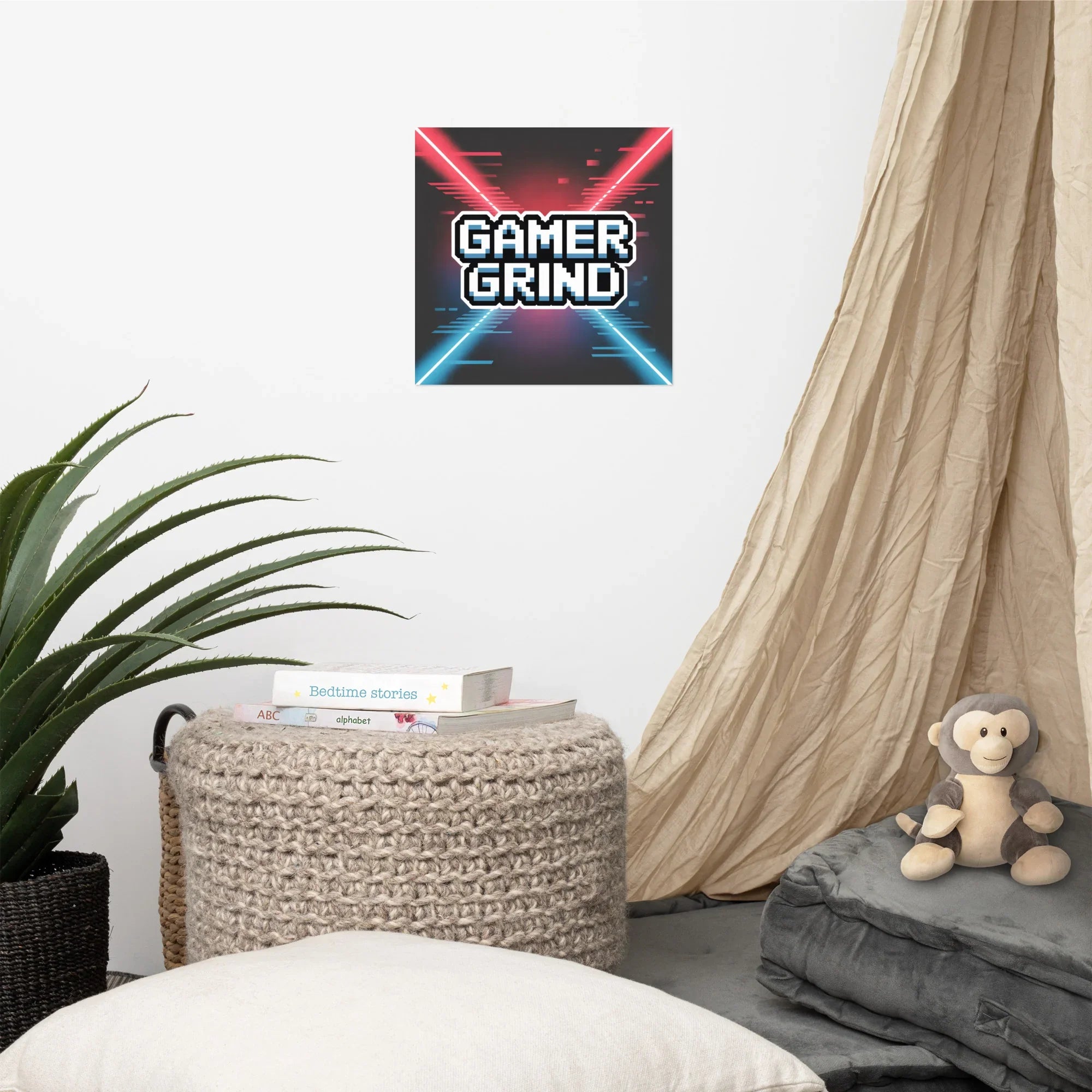 Gamer Grind – Neon Pixel Motivational Gaming Wall Art - RaZits