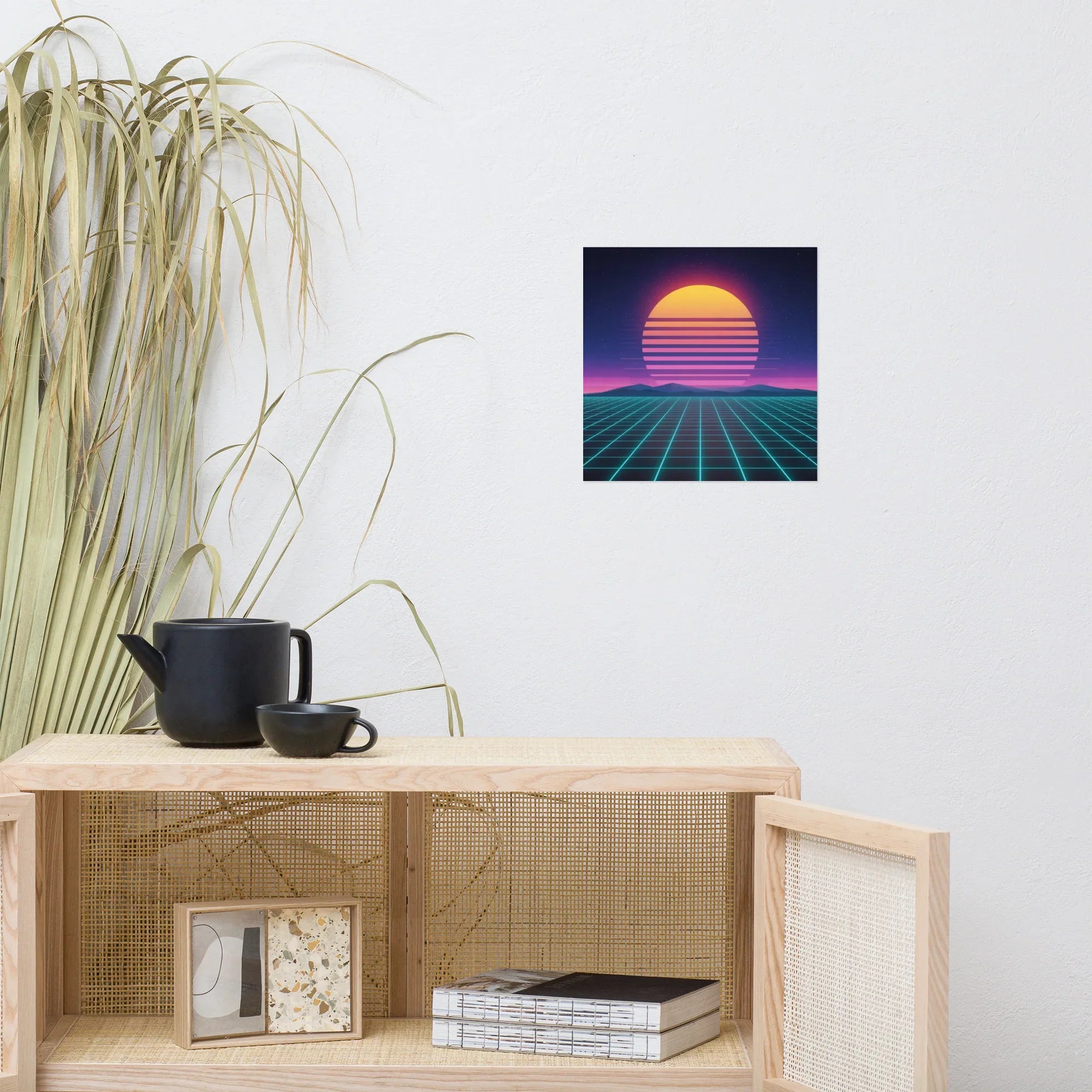 Synthwave Horizon – Retro Futuristic Neon Sunset Wall Art - RaZits