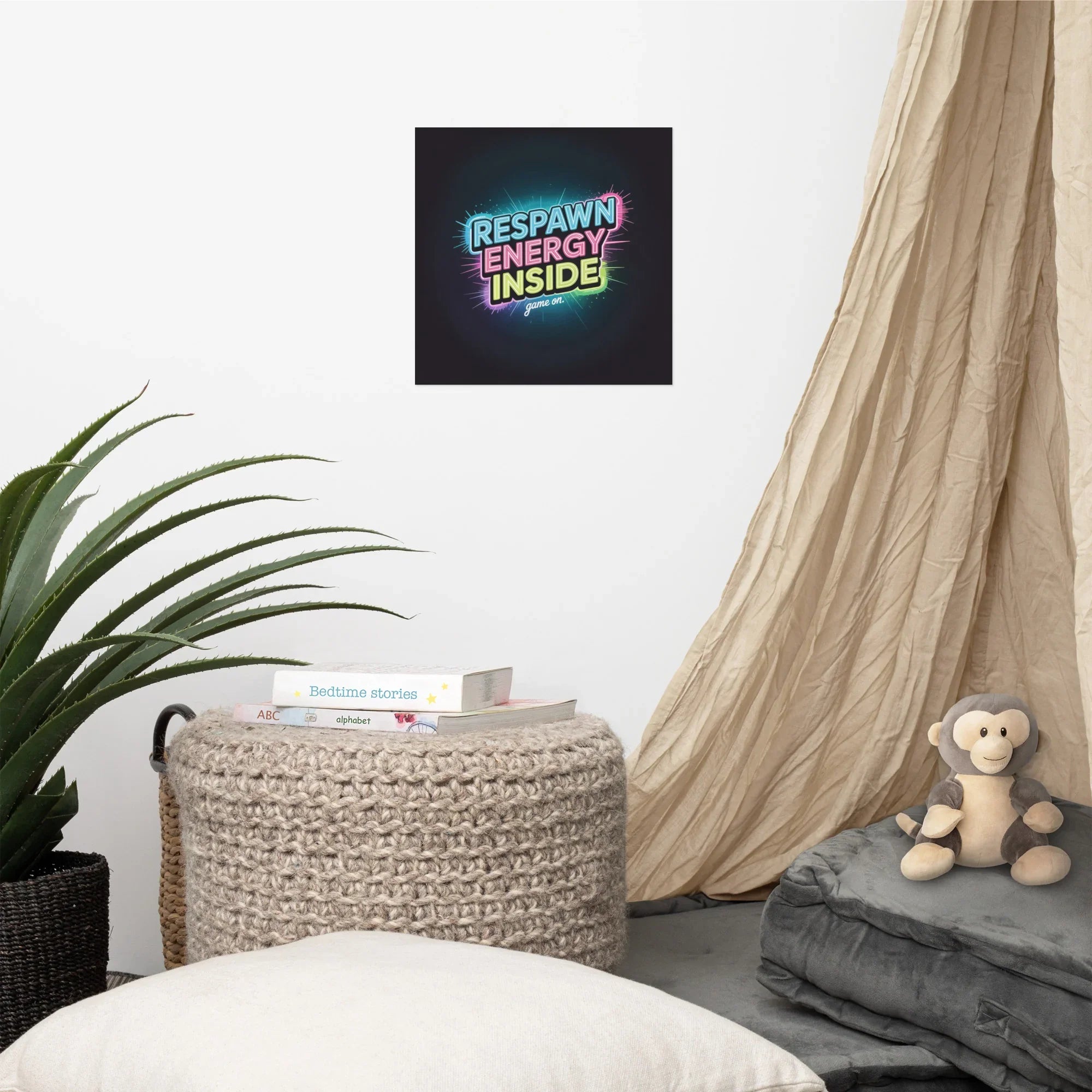 Respawn Energy Inside – Neon Gamer Motivation Wall Art - RaZits