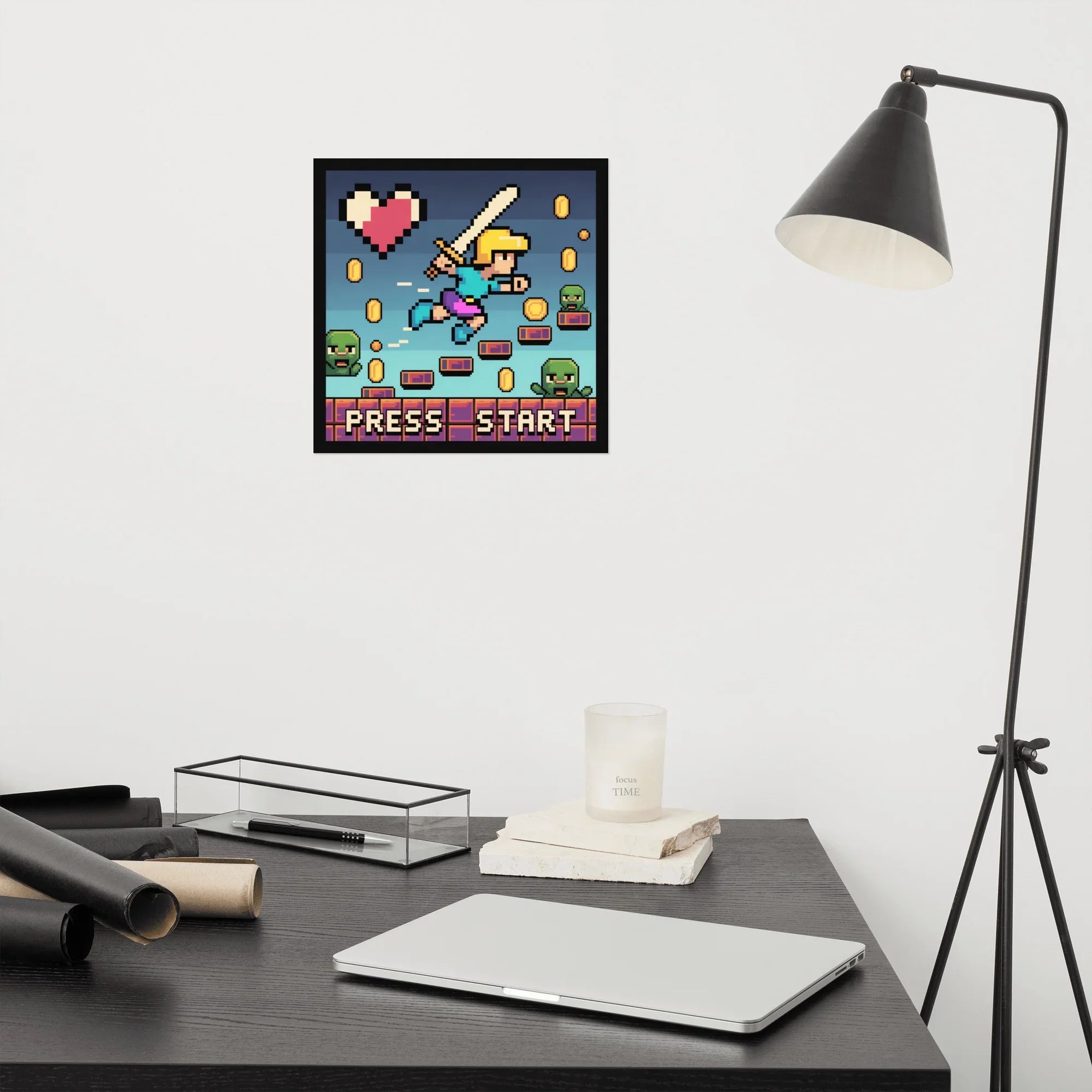 Pixel Art Poster – Press Start 8-Bit Retro Gaming Wall Art for Nostalgic Players - RaZits