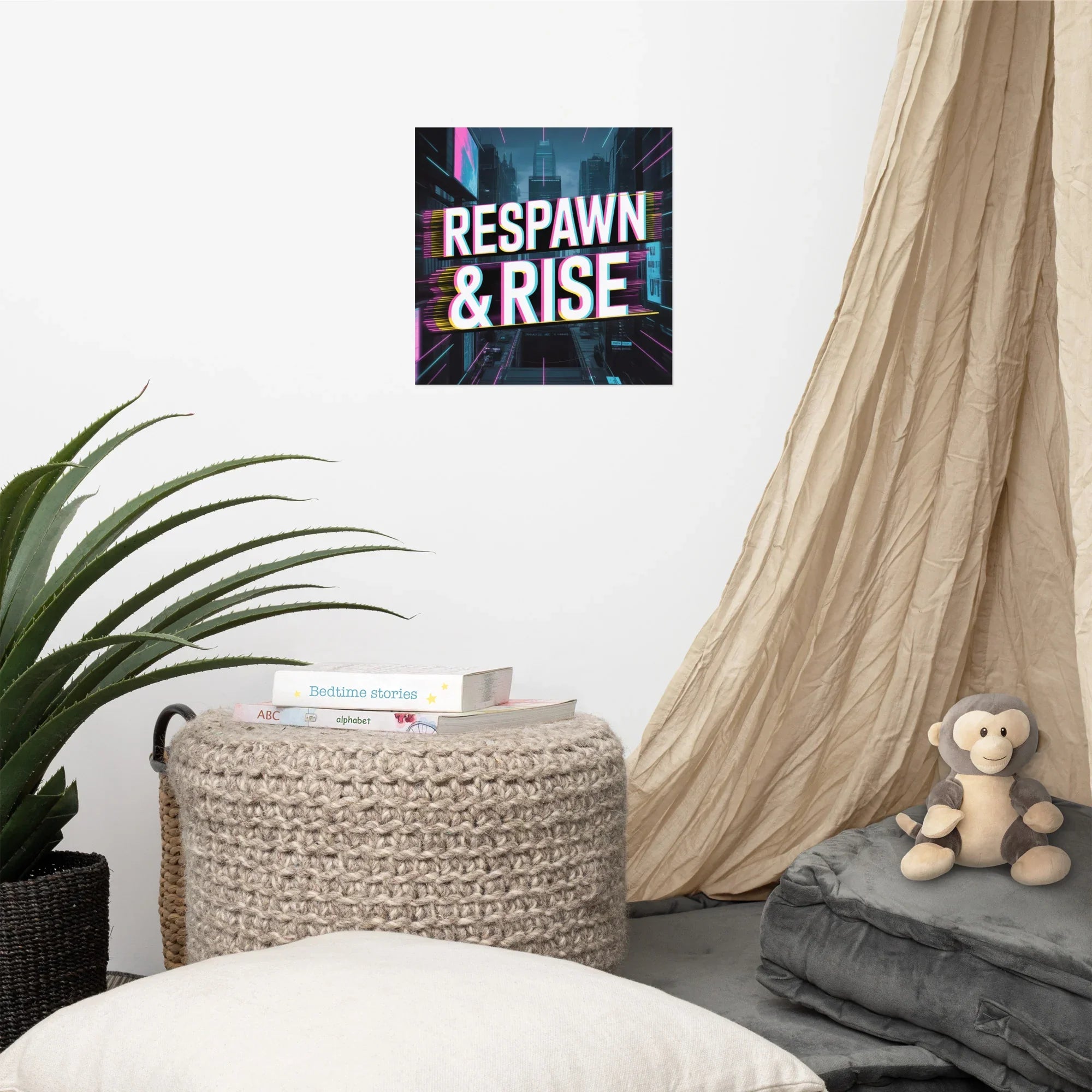 Respawn & Rise – Motivational Cyberpunk Gaming Wall Art for Gamers and Streamers - RaZits