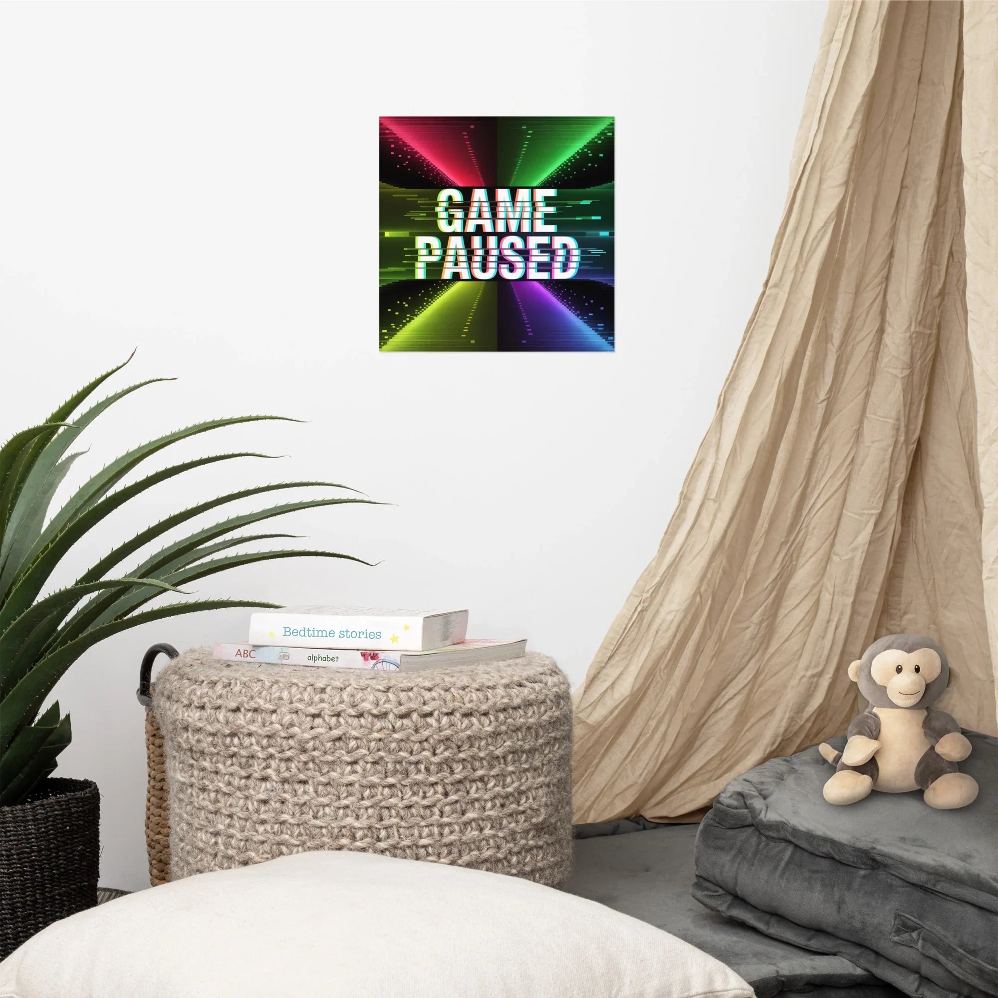 Game Paused – Glitch Effect Retro Gaming Wall Art - RaZits