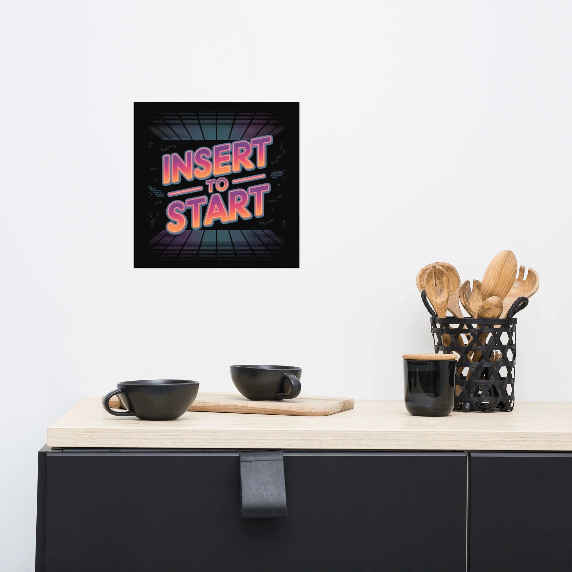 Insert to Start – Retro Neon Arcade Poster - RaZits