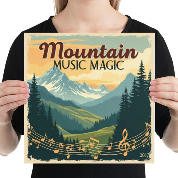 Mountain Music Magic Poster – Scenic Acoustic Vibes - RaZits