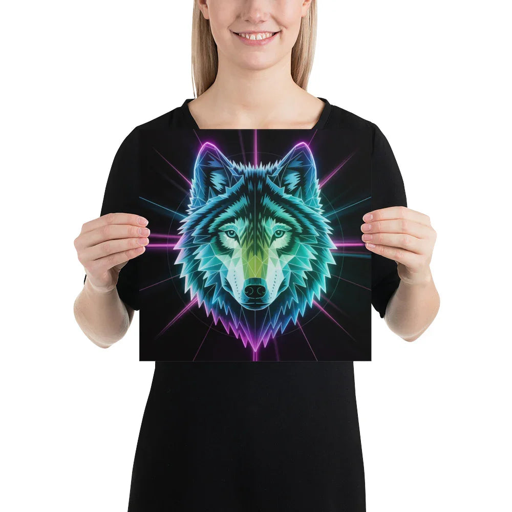 Neon Wolf Poster – Cyberpunk Gaming Wall Art - RaZits