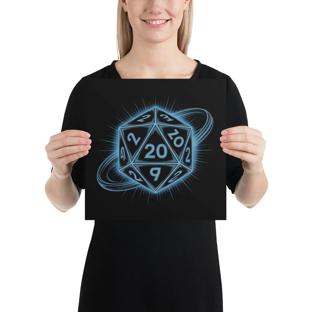 D20 Neon Dice Glow – Tabletop RPG Wall Art for Gaming Rooms - RaZits