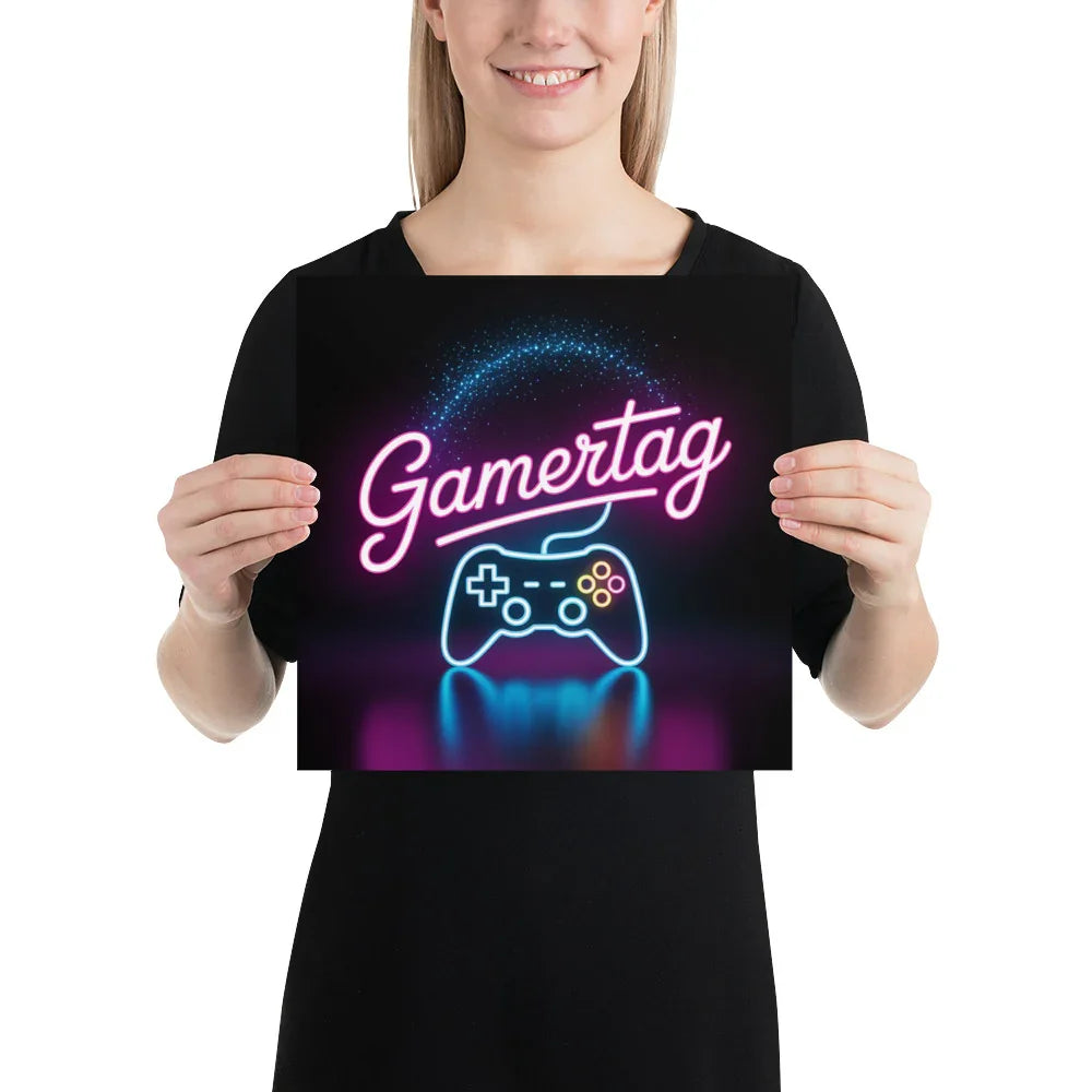 Gamertag Neon Gaming Wall Art – Personalized Gamer Room Aesthetic - RaZits