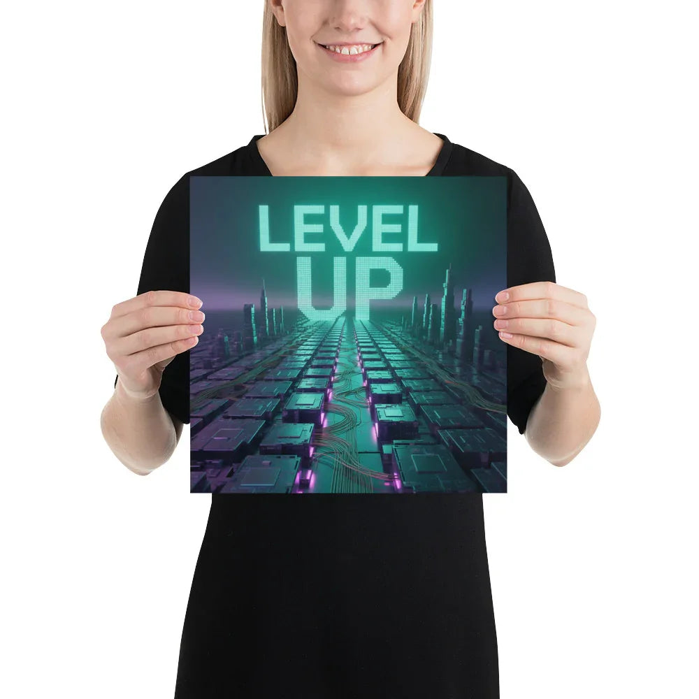 Level Up – Cyber Futuristic Wall Art for Gamers & Tech Lovers - RaZits